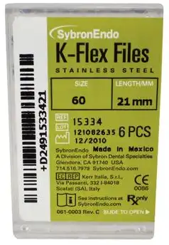 Kerr K-Flex Endodontic Files, #60 Blue, 21mm, Stainless Steel, 6/Pack, 15334 thumbnail 3