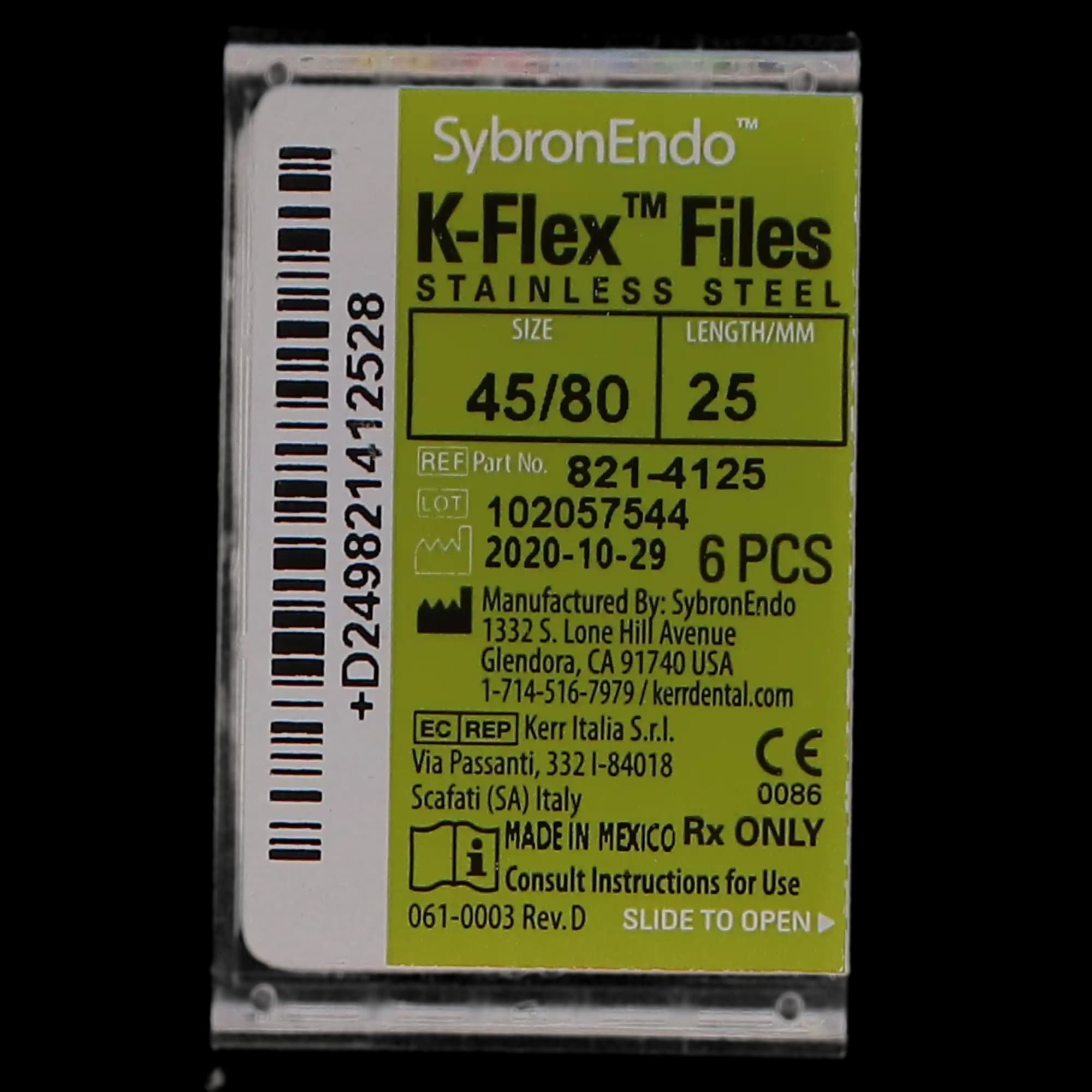 Kerr K-Flex Endodontic Files, Stainless Steel, 25mm, Assorted #45-80, 6/Pack, 821-4125 thumbnail 6