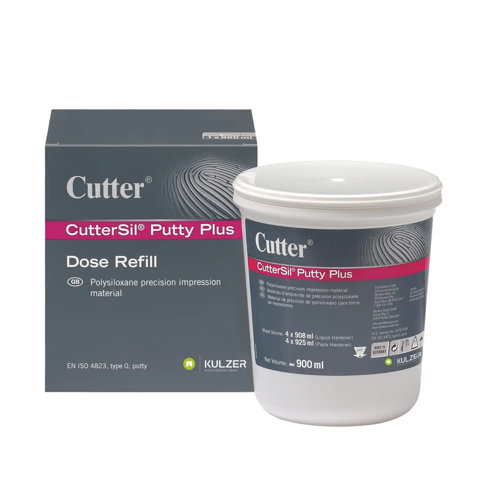 Kulzer CutterSil Putty Plus Silicone Impression Material, Putty Plus Base, 900 ml Tub, 65767038 thumbnail 2