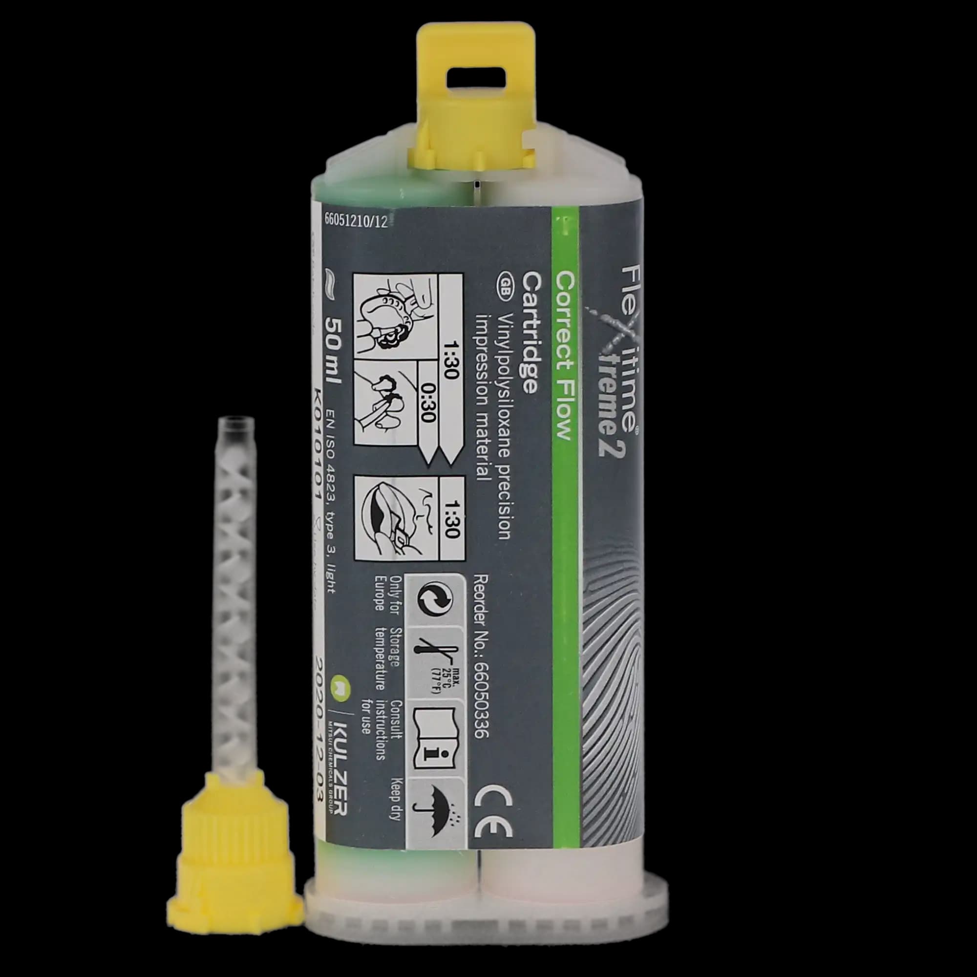 Flexitime Xtreme 2 Correct Flow VPS Impression Material Refill, 6 x 50 mL Cartridges, 18 Mixing Tips, 66050334 thumbnail 6