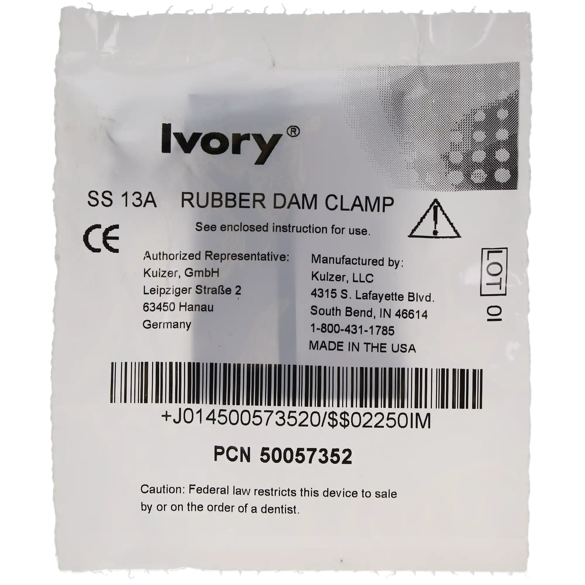 Ivory Rubber Dam Clamp #13A, Winged, Serrated Jaws, Stainless Steel, 1/Pk, 50057352 thumbnail 5