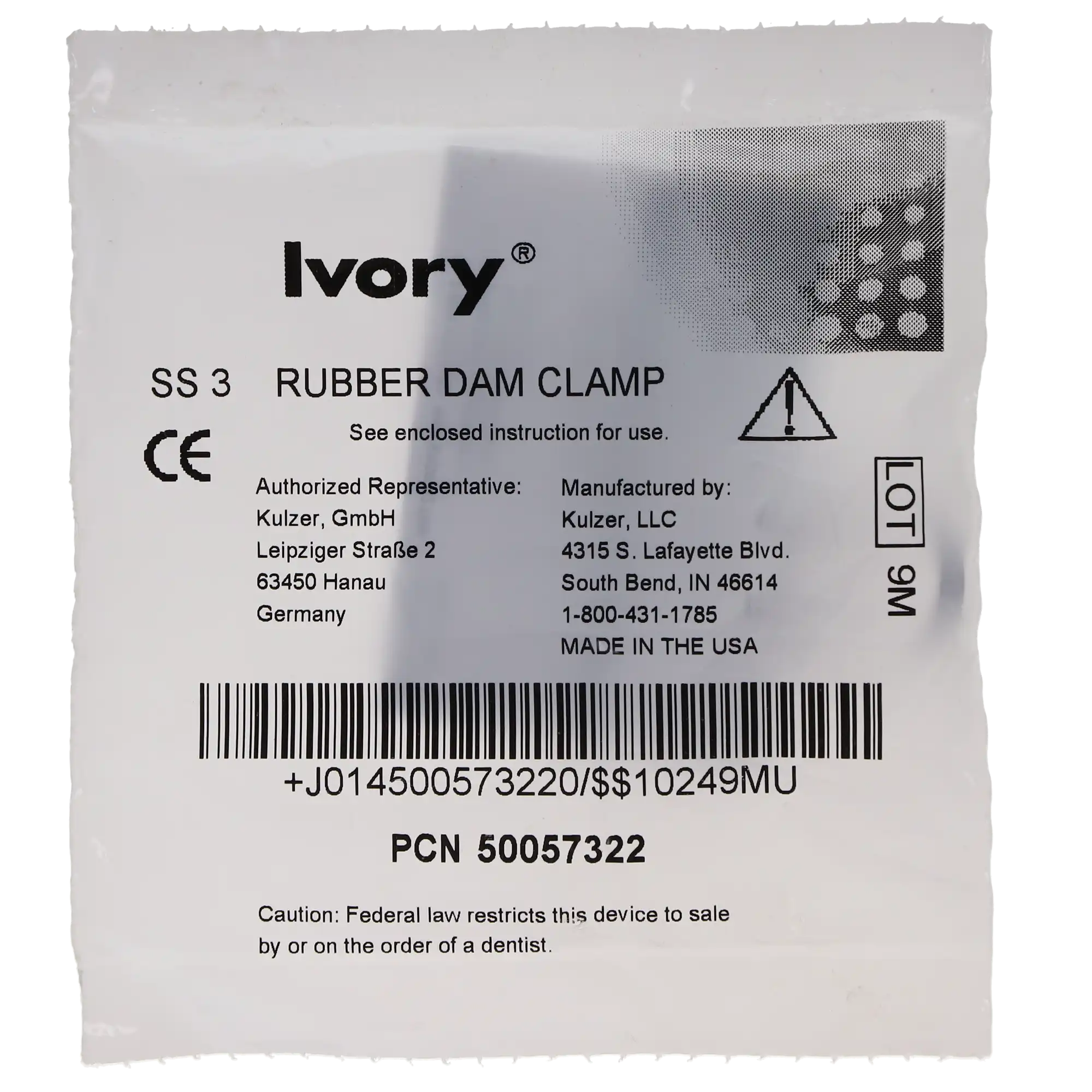 Ivory Rubber Dam Clamp #3, Winged, Stainless Steel, Small Lower Molar, 1/Each, 50057322 thumbnail 7