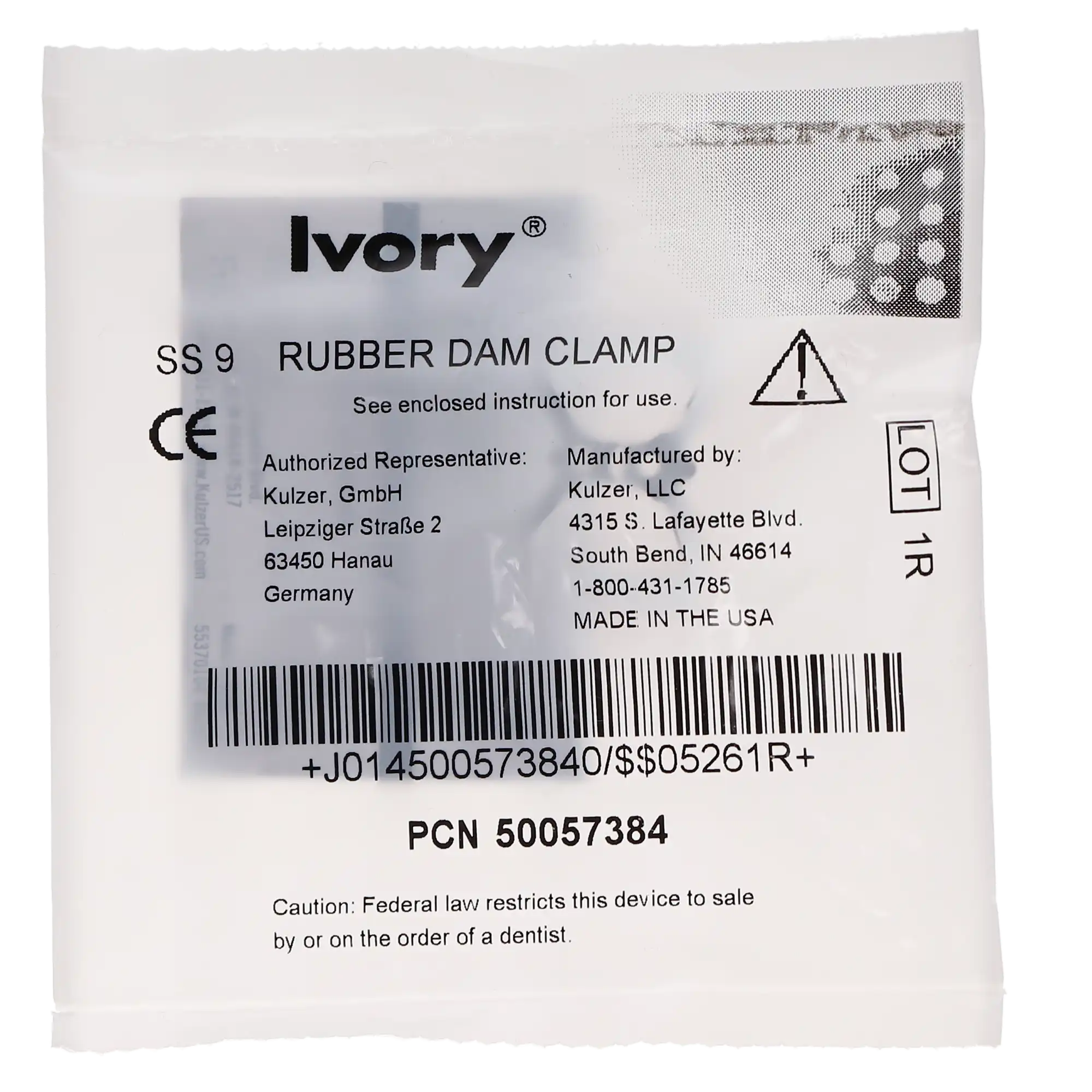 Ivory Rubber Dam Clamp #9, Winged Labial, Stainless Steel, 1/Pk, 50057384 thumbnail 5