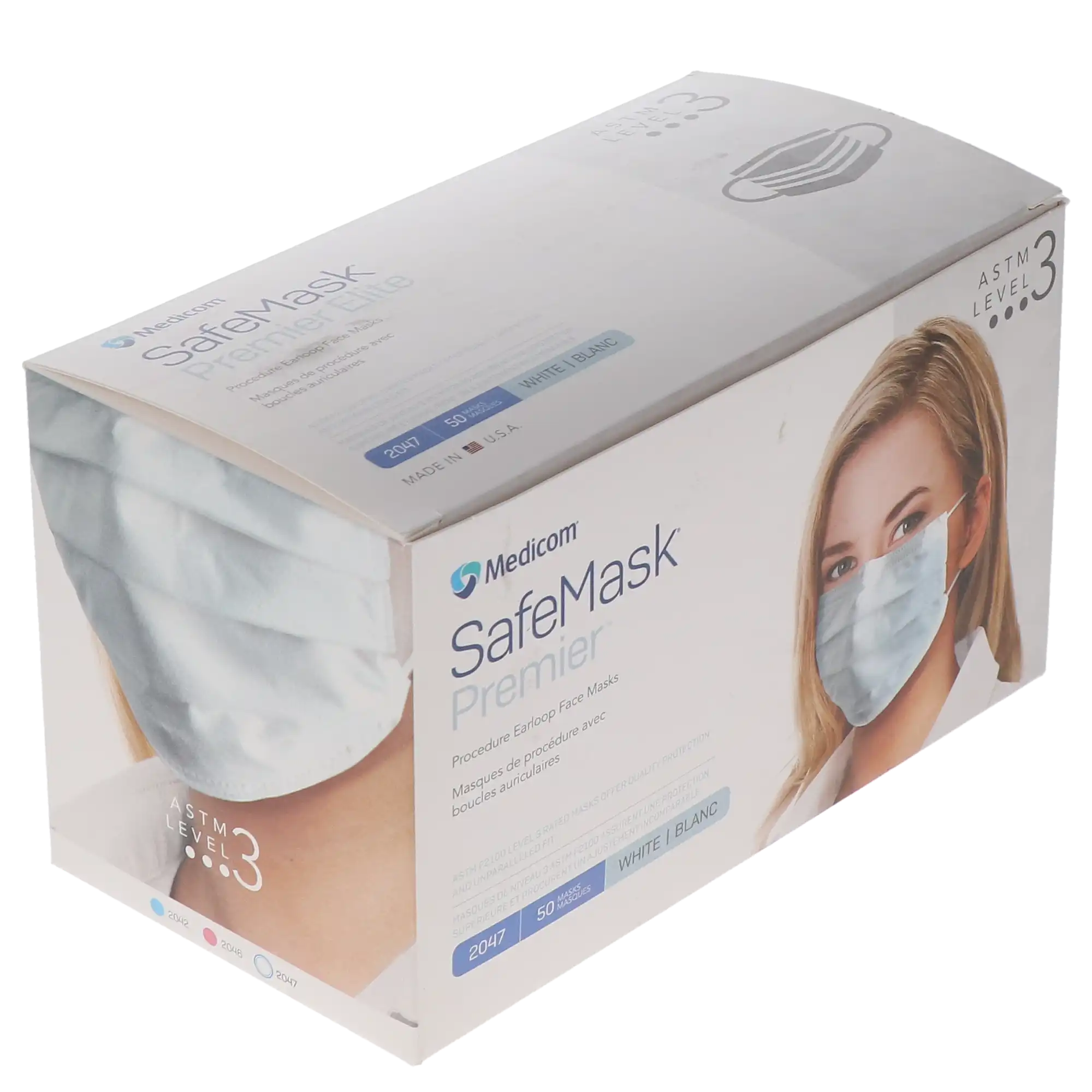 SafeMask Premier Elite Procedure Face Mask, ASTM Level 3, Earloop, White, 50/Box, 2047 thumbnail 13