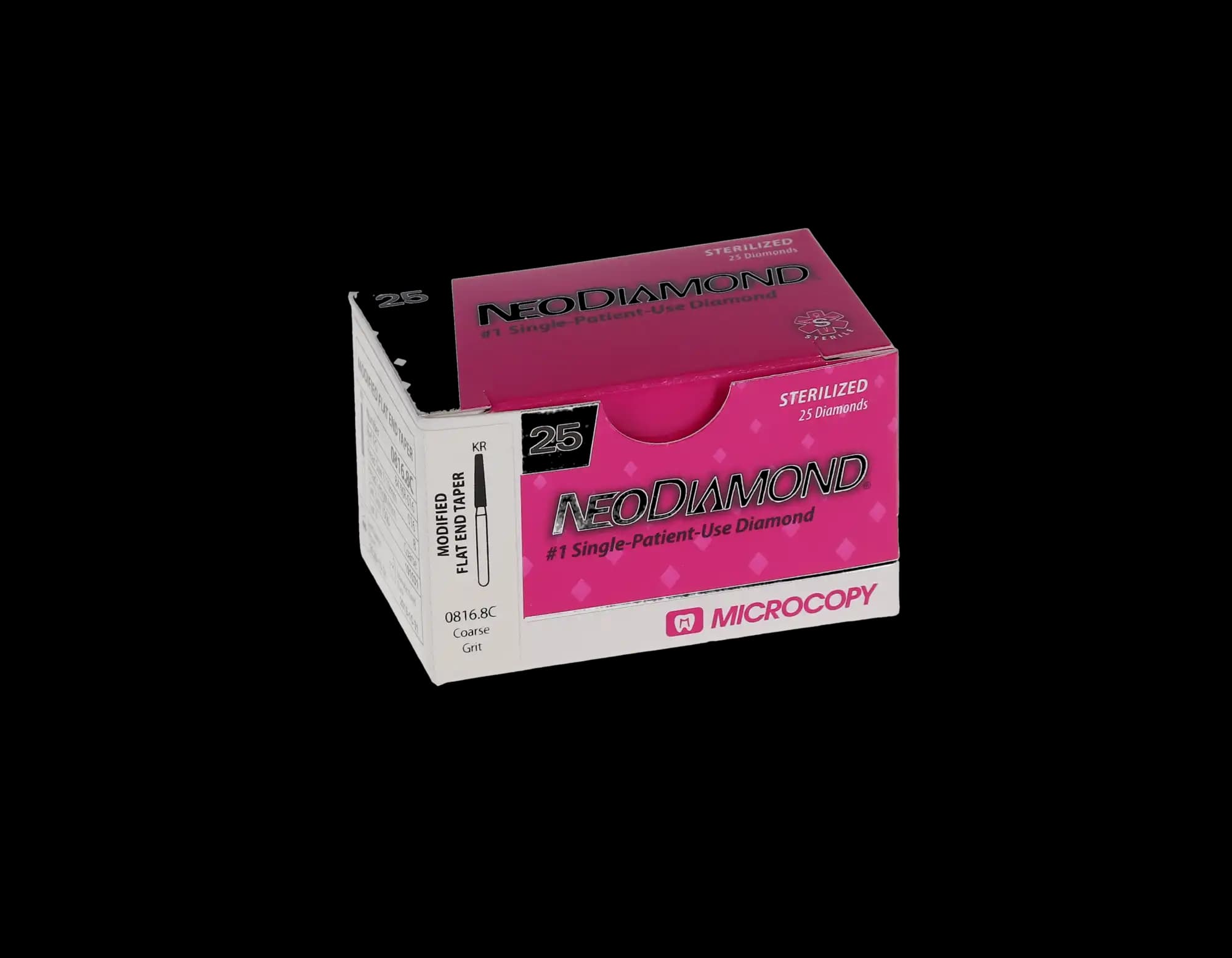 NeoDiamond Operative Diamond Single-Use Bur, FG, Modified Flat End Taper, 1.6 mm, Coarse, 25/Pk, 0816.8C thumbnail 4
