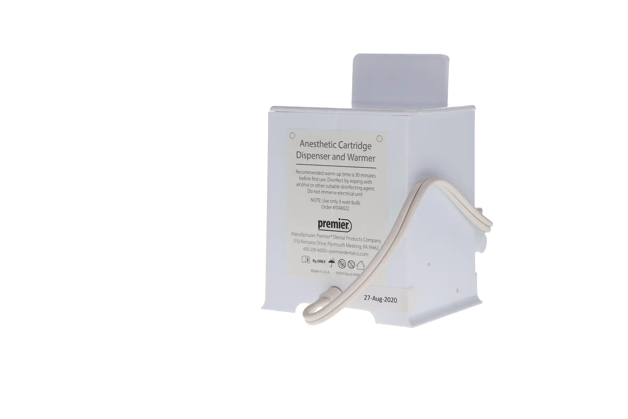 Premier Anesthetic Cartridge Warmer & Dispenser, Holds 60 Cartridges, 110V, White, #1048021 thumbnail 6