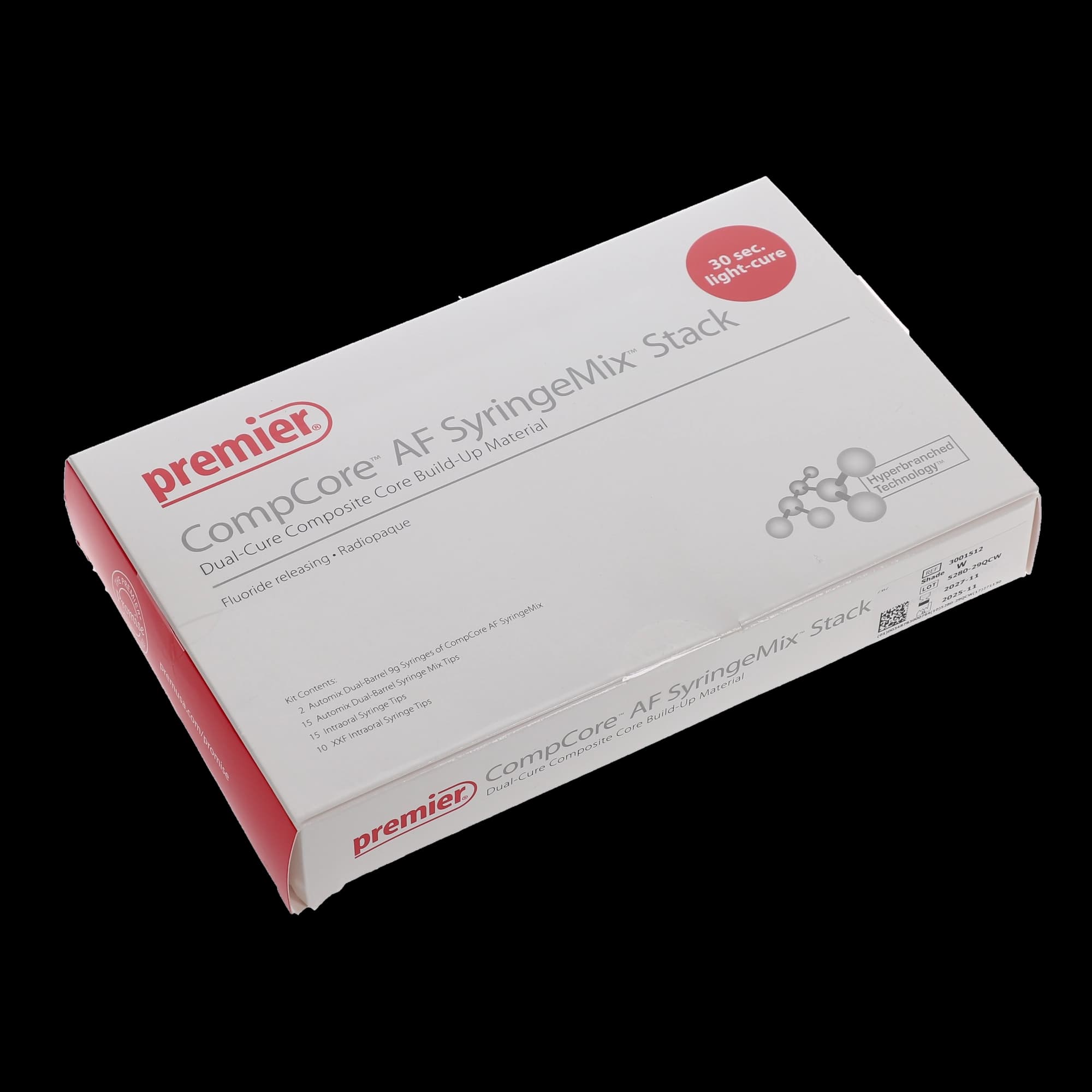CompCore AF SyringeMix STACK Core Build-Up Material, Dual-Cure, Intro Kit, 9 g, White, 2/Pk, 3001512 thumbnail 5