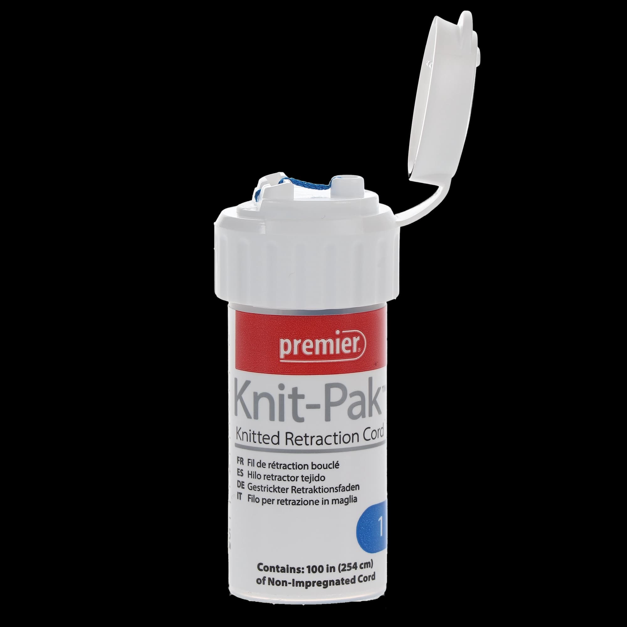 Premier Dental Knit-Pak Knitted Retraction Cord, Plain, Size #1, Blue, 100" (254 cm), 1/Pk, 9007554 thumbnail 6