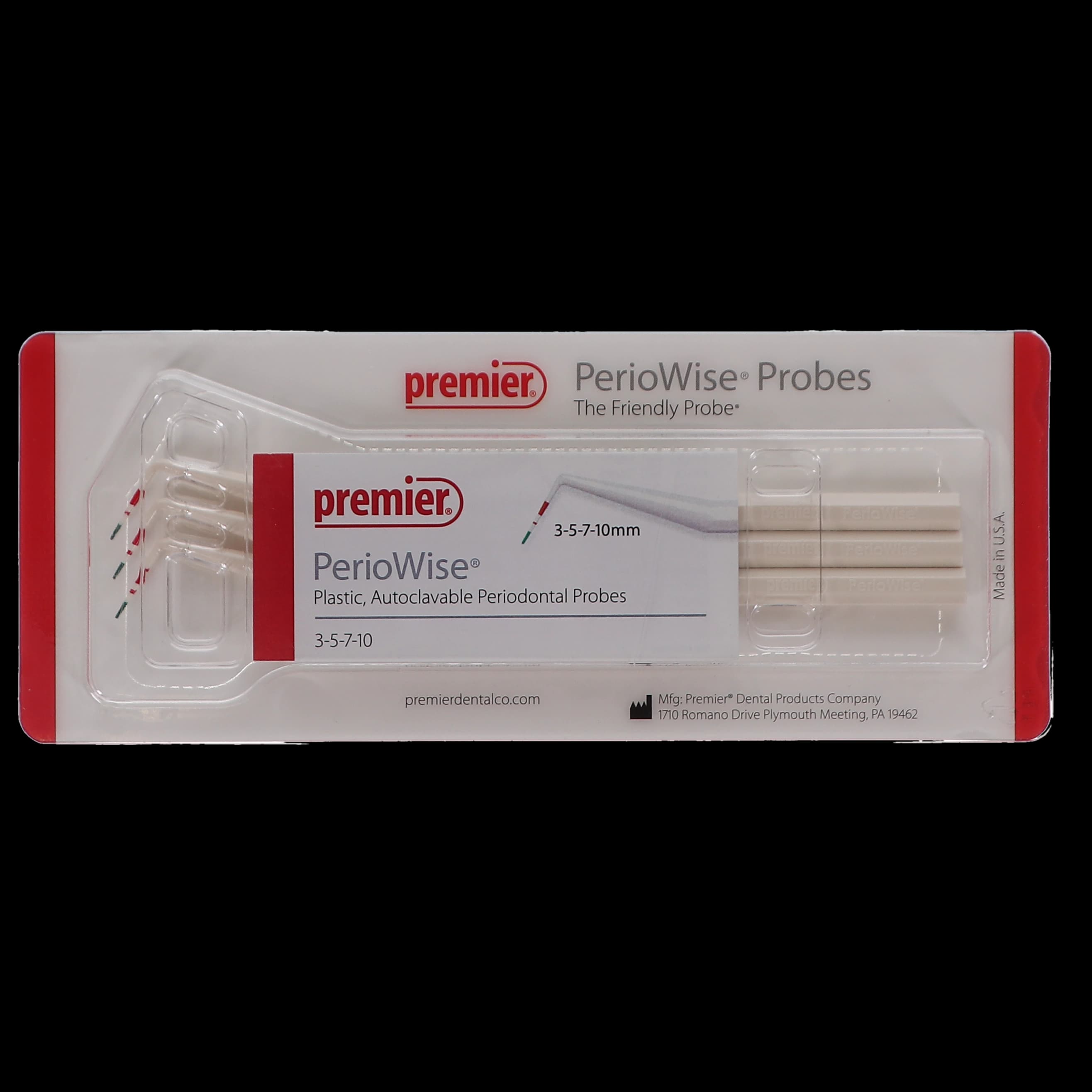 Premier PerioWise Original Periodontal Probe, 3-5-7-10 mm, Single End, Color-Coded, 3/Pack, #9006107 thumbnail 6