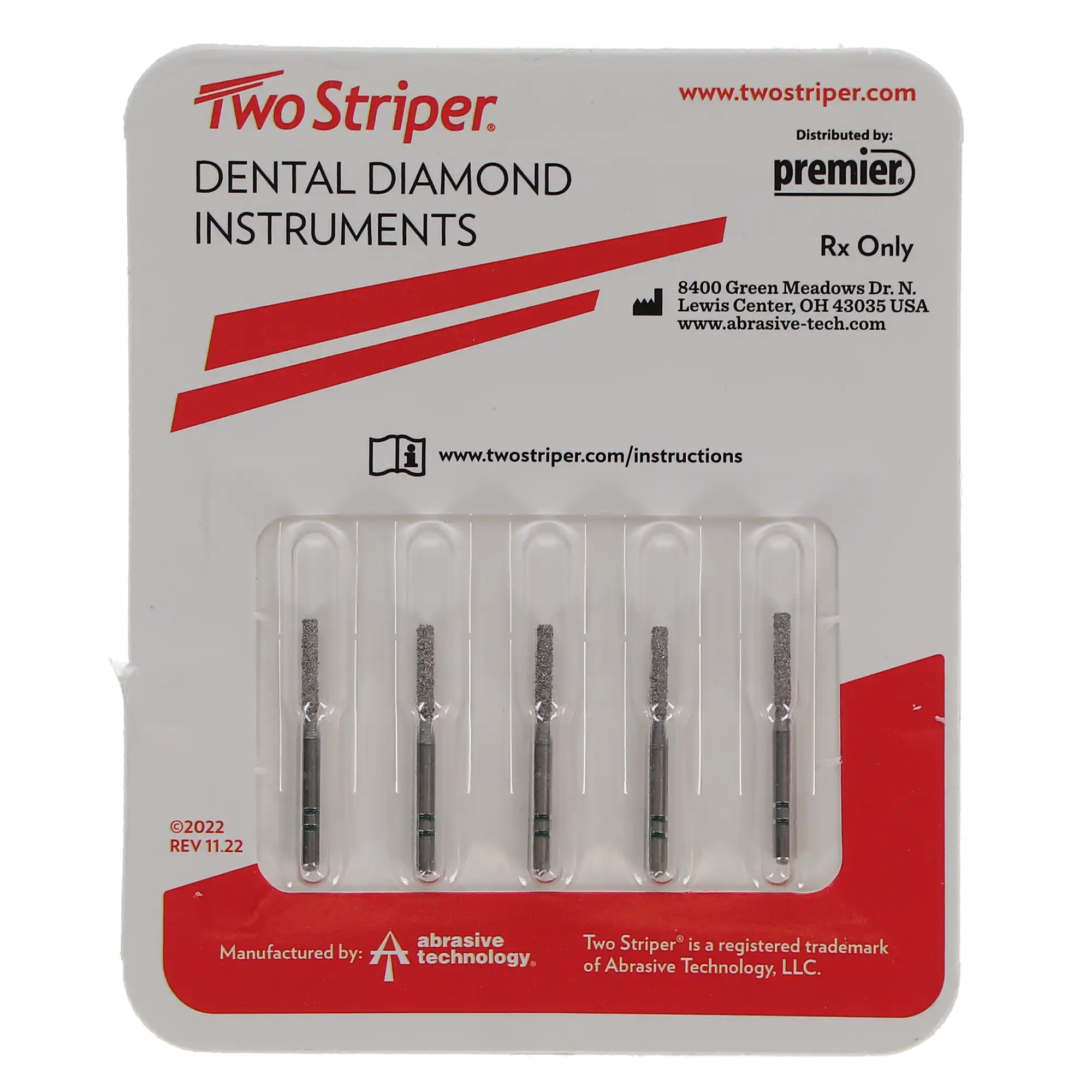 Two Striper Diamond Bur FG #515.7C, Flat-End Cylinder, Coarse Grit, Green Ring, 1.2 mm Diameter, 7.0 mm Length, 5/Pk, 2015277 thumbnail 5