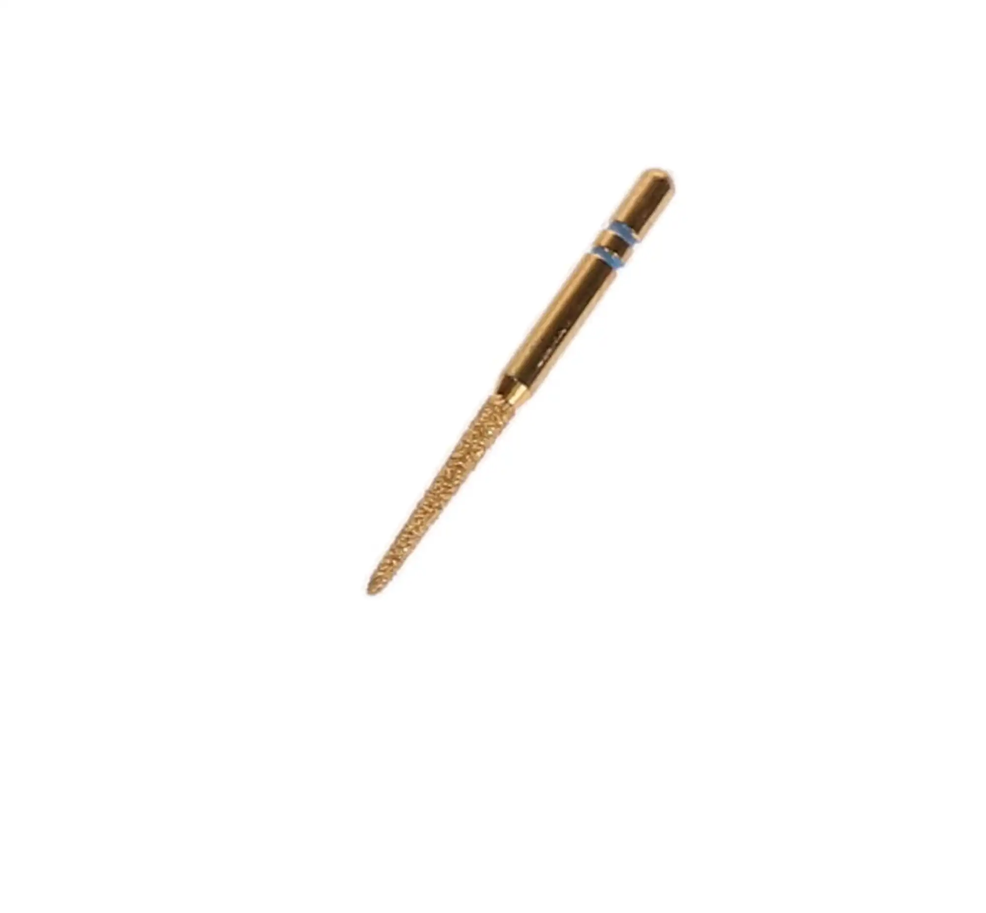 Two Striper Gold-Plated Curettage (GCP) Diamond Bur, FG, 252.SC, Medium, Blue Ring, 1.8 mm Major/0.4 mm Minor Diameter, 10 mm Length, 5/Pk, 2015607 thumbnail 2