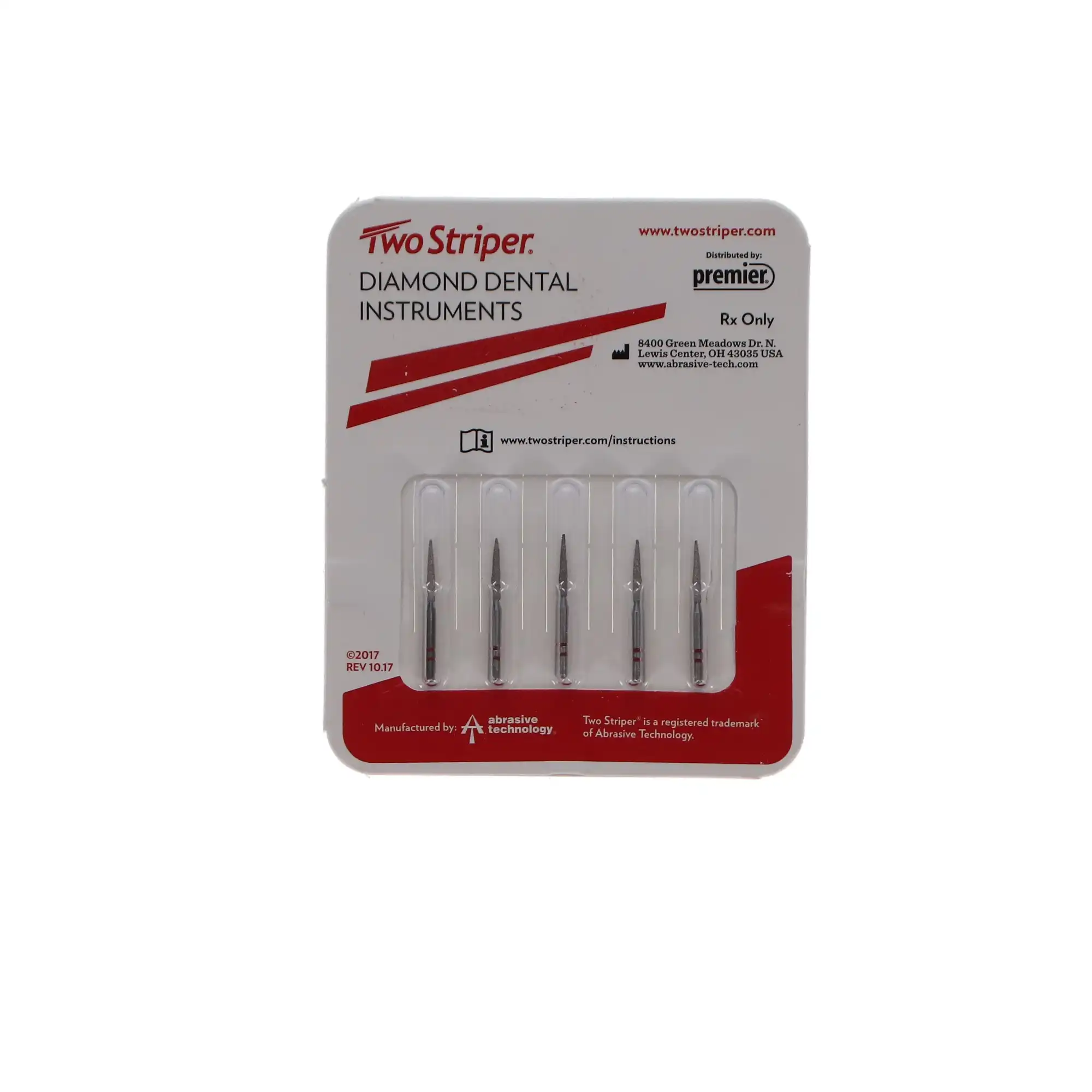 Premier Two Striper Diamond Bur, FG, Flame, #260.8, Fine, Red, 1.4 mm Major/0.4 mm Minor Diameter, 8.0 mm Length, 5/Pk, 2015153 thumbnail 5
