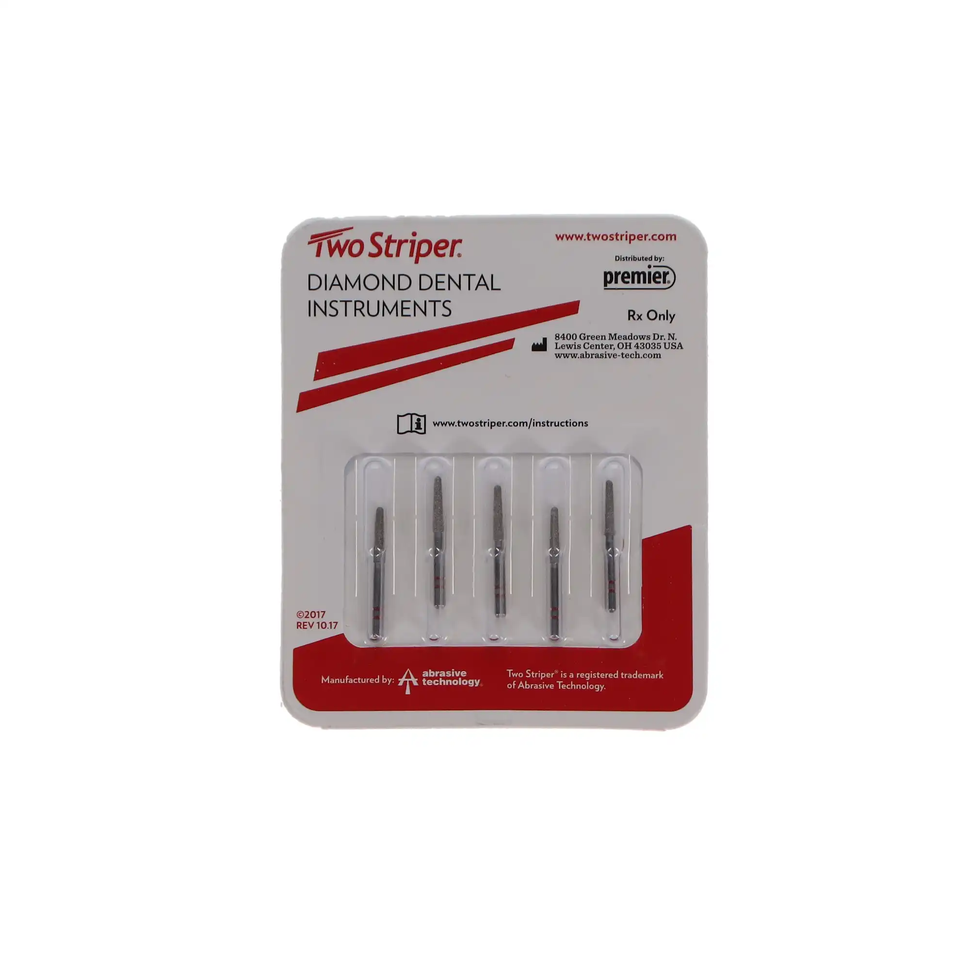 Premier Two Striper Diamond Bur, FG, Round-End Taper, #770.8, Fine Grit, Red Ring, 5/Pk, 2015487 thumbnail 5