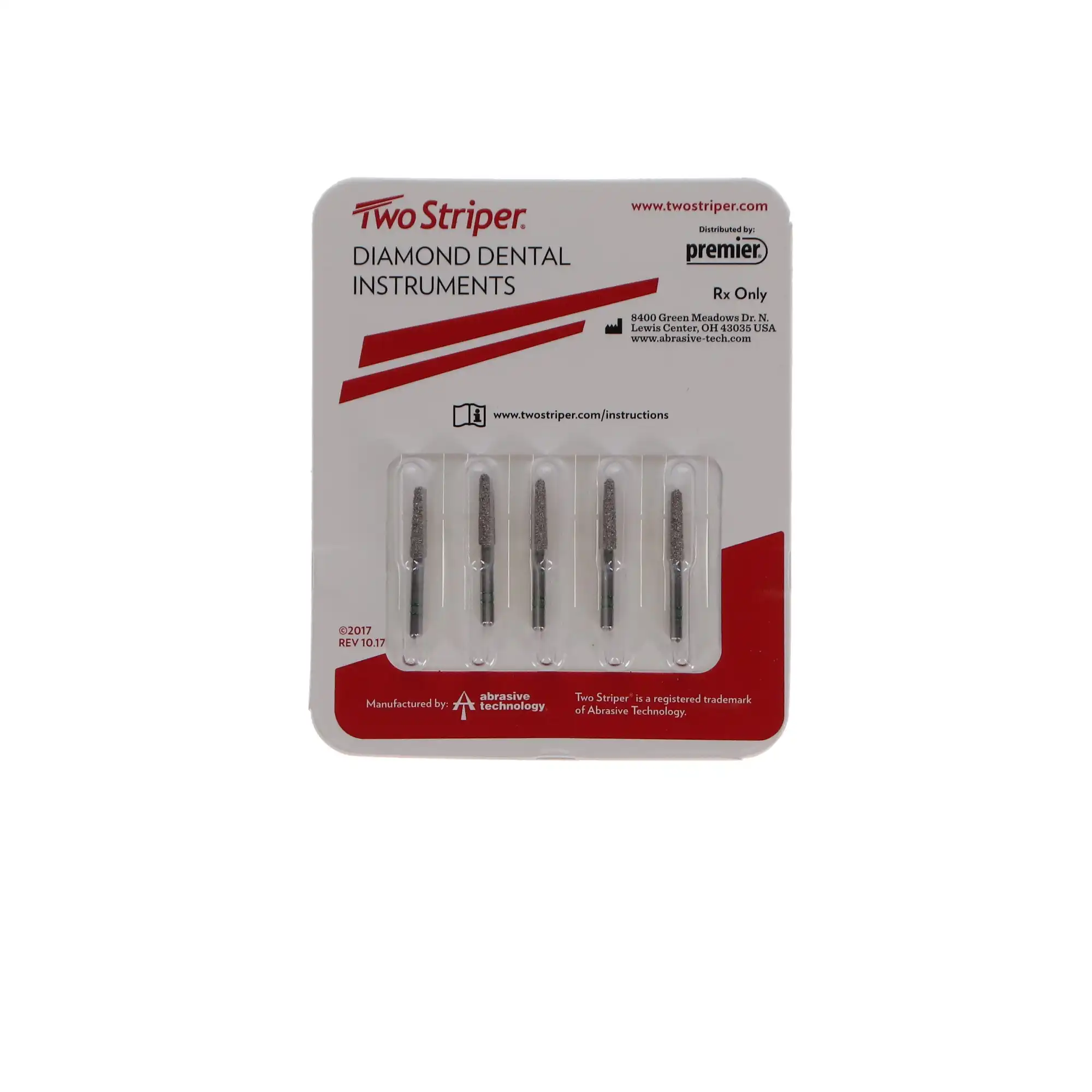 Premier Two Striper Diamond Bur, FG, Round-End Taper, #780.9, Coarse, Green Ring, 5/Pk, 2015467 thumbnail 5