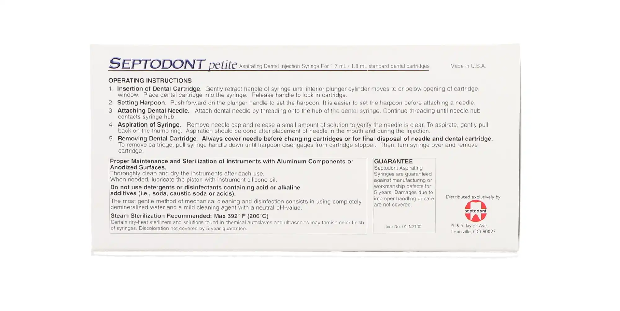 Septodont Petite Aspirating Syringe, Blue, 1/Pk, 01-N2100 thumbnail 10