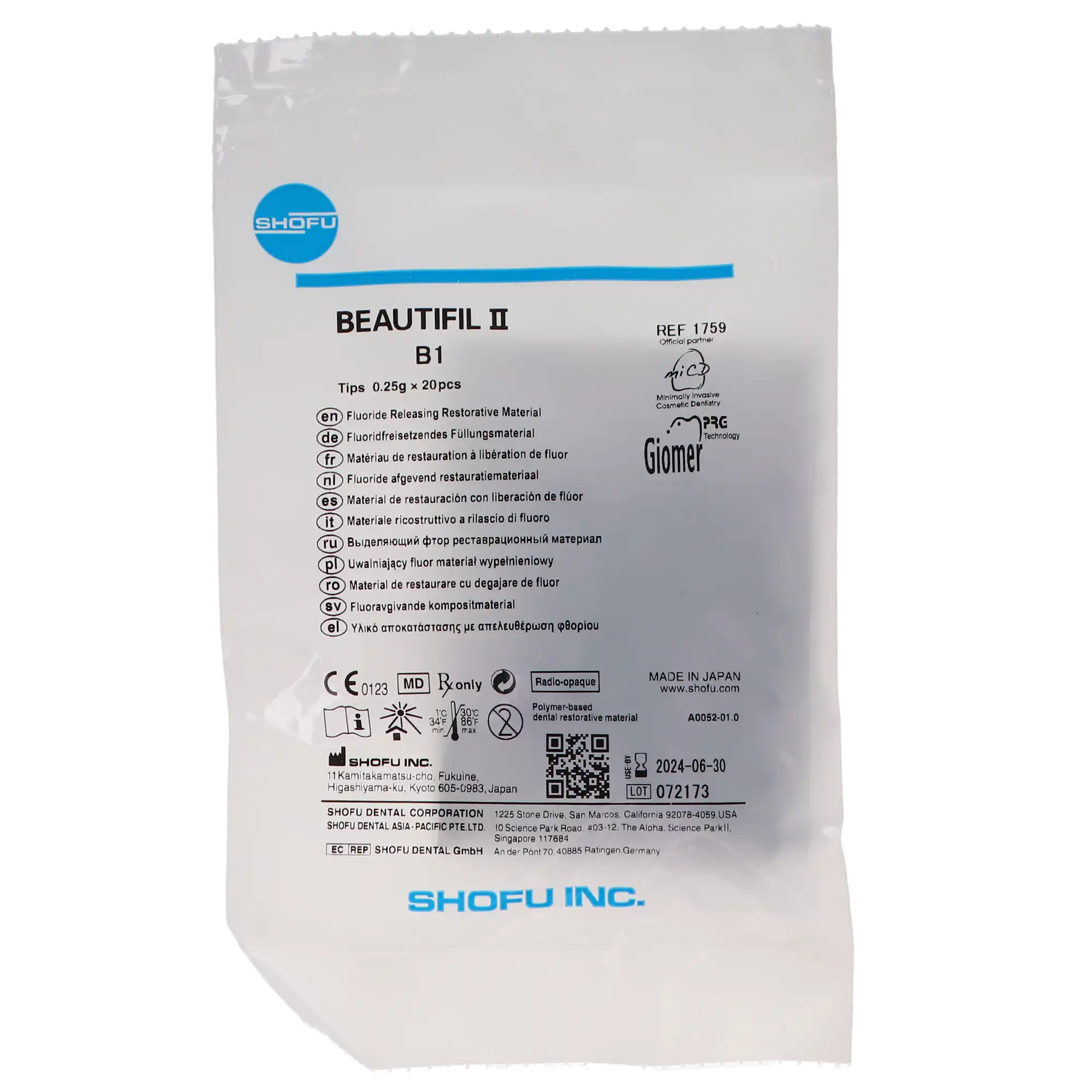 Beautifil II Universal Nano-Hybrid Composite, Light-Cure, Compule Tips Refill, 0.25 g, Shade B1, 20/Pk, 1759 thumbnail 5