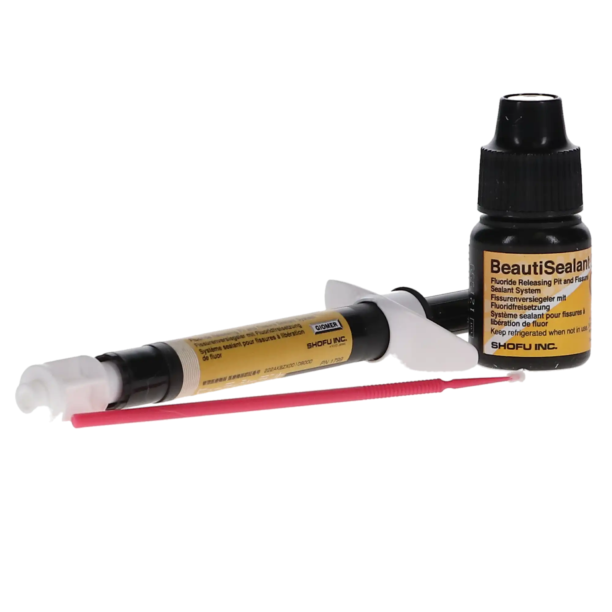 Shofu BeautiSealant Fluoride Releasing Pit & Fissure Sealant System Set, Self-Cure, Tooth Colored, 1.2g Paste + 3ml Primer, 15 Needle Tips, 50 Microbrushes, 25 V-Dishes, #1798 thumbnail 3