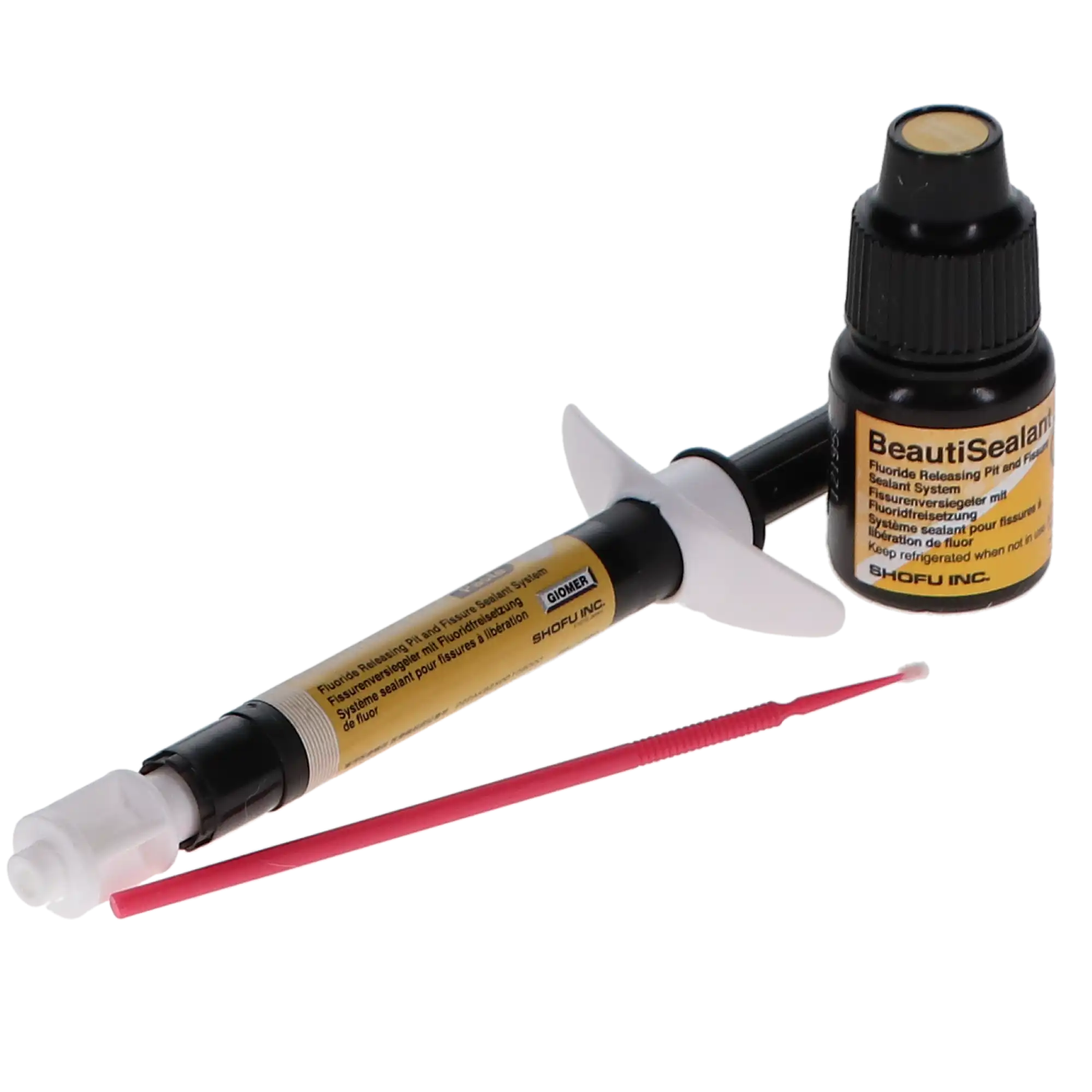 Shofu BeautiSealant Fluoride Releasing Pit & Fissure Sealant System Set, Self-Cure, Tooth Colored, 1.2g Paste + 3ml Primer, 15 Needle Tips, 50 Microbrushes, 25 V-Dishes, #1798 thumbnail 4