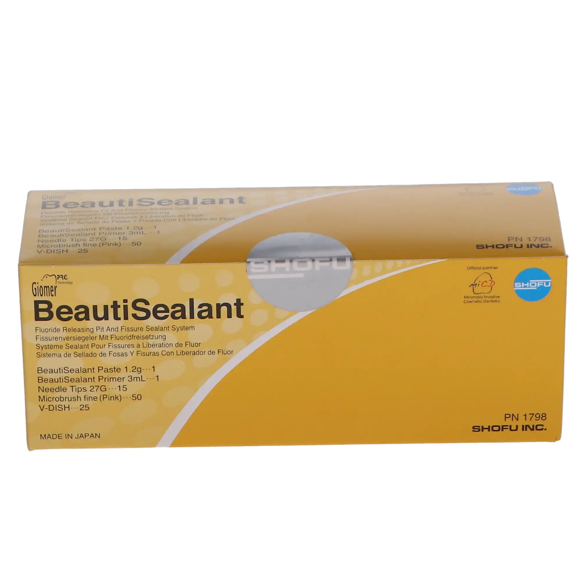 Shofu BeautiSealant Fluoride Releasing Pit & Fissure Sealant System Set, Self-Cure, Tooth Colored, 1.2g Paste + 3ml Primer, 15 Needle Tips, 50 Microbrushes, 25 V-Dishes, #1798 thumbnail 5