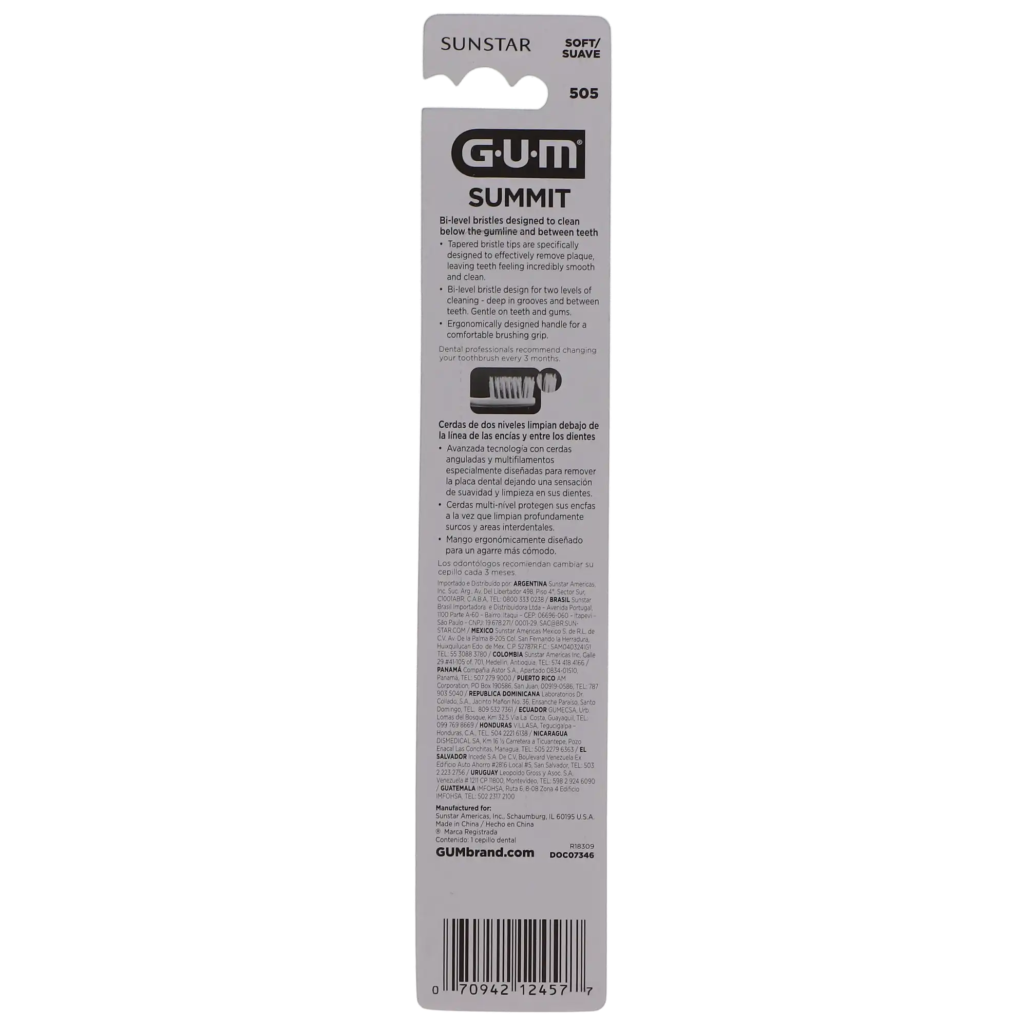 GUM Summit+ Toothbrush, Soft, Compact Head, Adult, 12/Pkg, 505P thumbnail 8