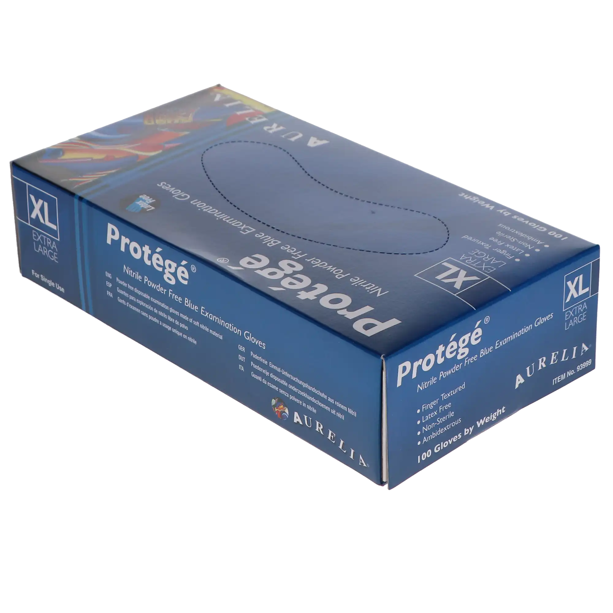 Aurelia Protege Nitrile Examination Gloves, Powder-Free, Non-Sterile, Extra-Large, Sky Blue, Fingertip-Textured, 100/Box, 93999 - Aurelia Protege Nitrile Examination gloves: Extra-Large, Non-Sterile, Enhanced - Image 1