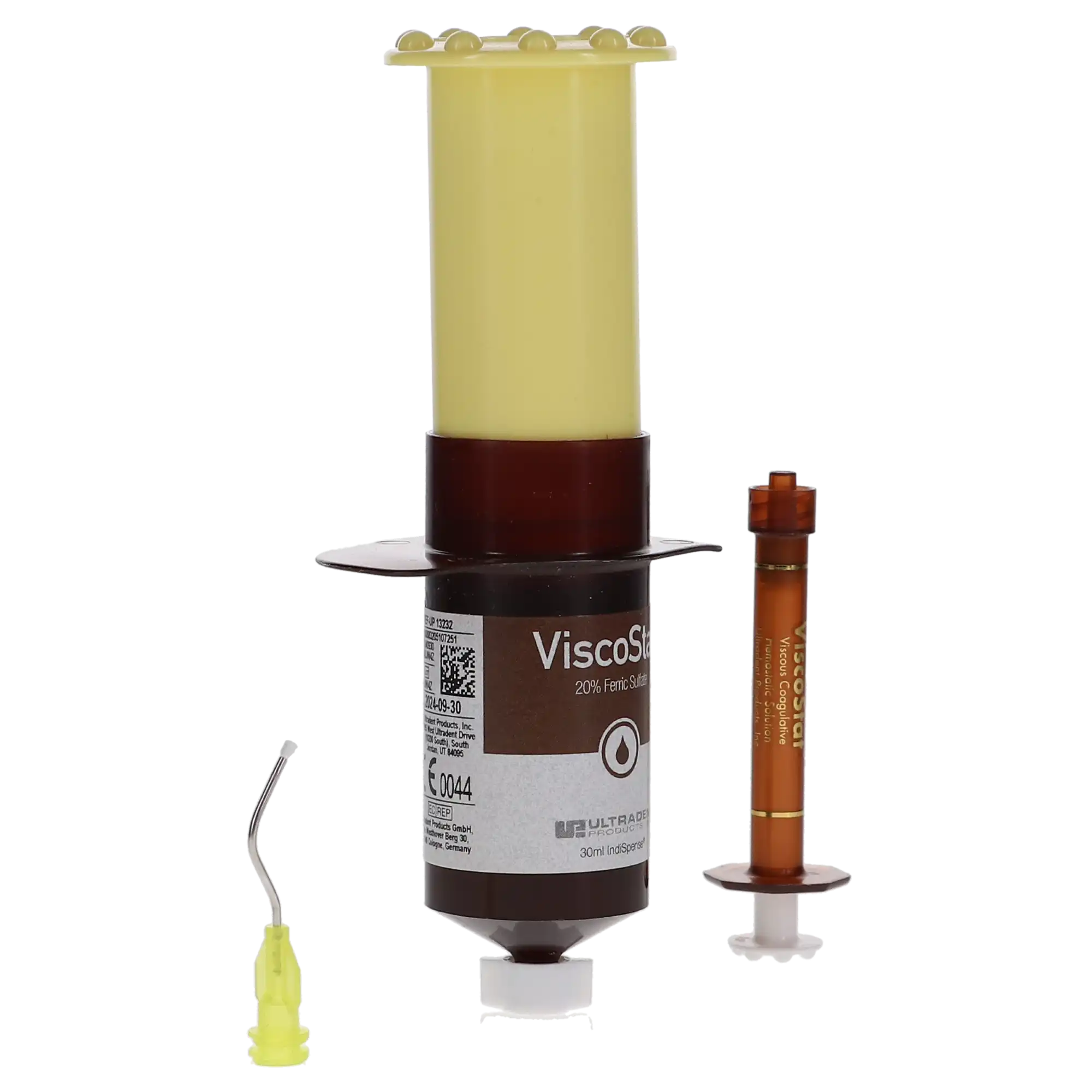 Ultradent ViscoStat Hemostatic Solution, Dento-Infusor IndiSpense Kit (20% Ferric Sulfate Equivalent), 30 mL Syringe, 20 Tips, 20 Empty Syringes, Ref 647 - ViscoStat - Image 1
