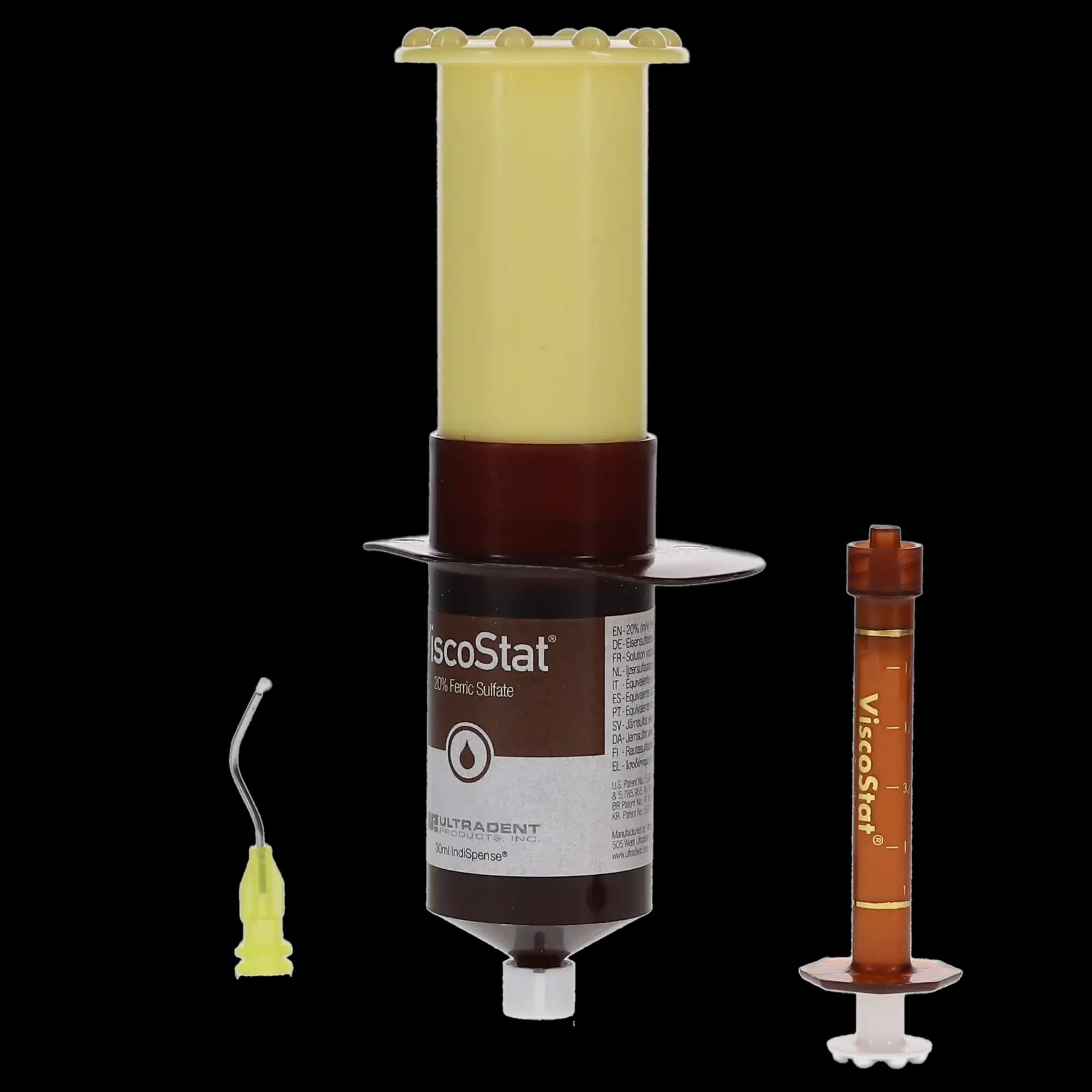 Ultradent ViscoStat Hemostatic Solution, Dento-Infusor IndiSpense Kit (20% Ferric Sulfate Equivalent), 30 mL Syringe, 20 Tips, 20 Empty Syringes, Ref 647 thumbnail 2
