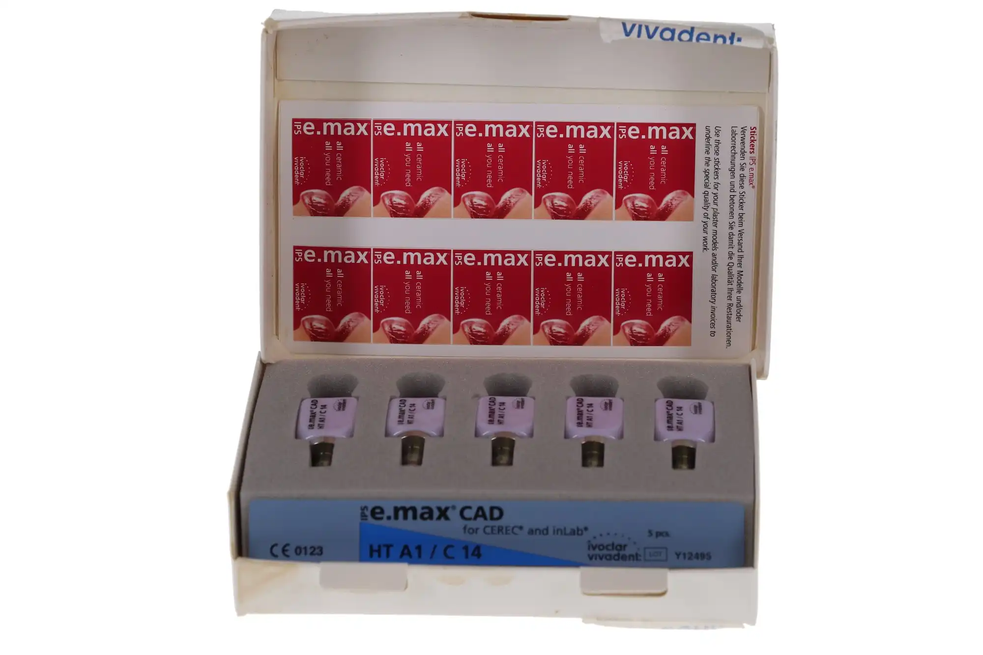 IPS e.max CAD for CEREC and inLab, High Translucency, C14, A1, 5/Pk, 626407 thumbnail 3