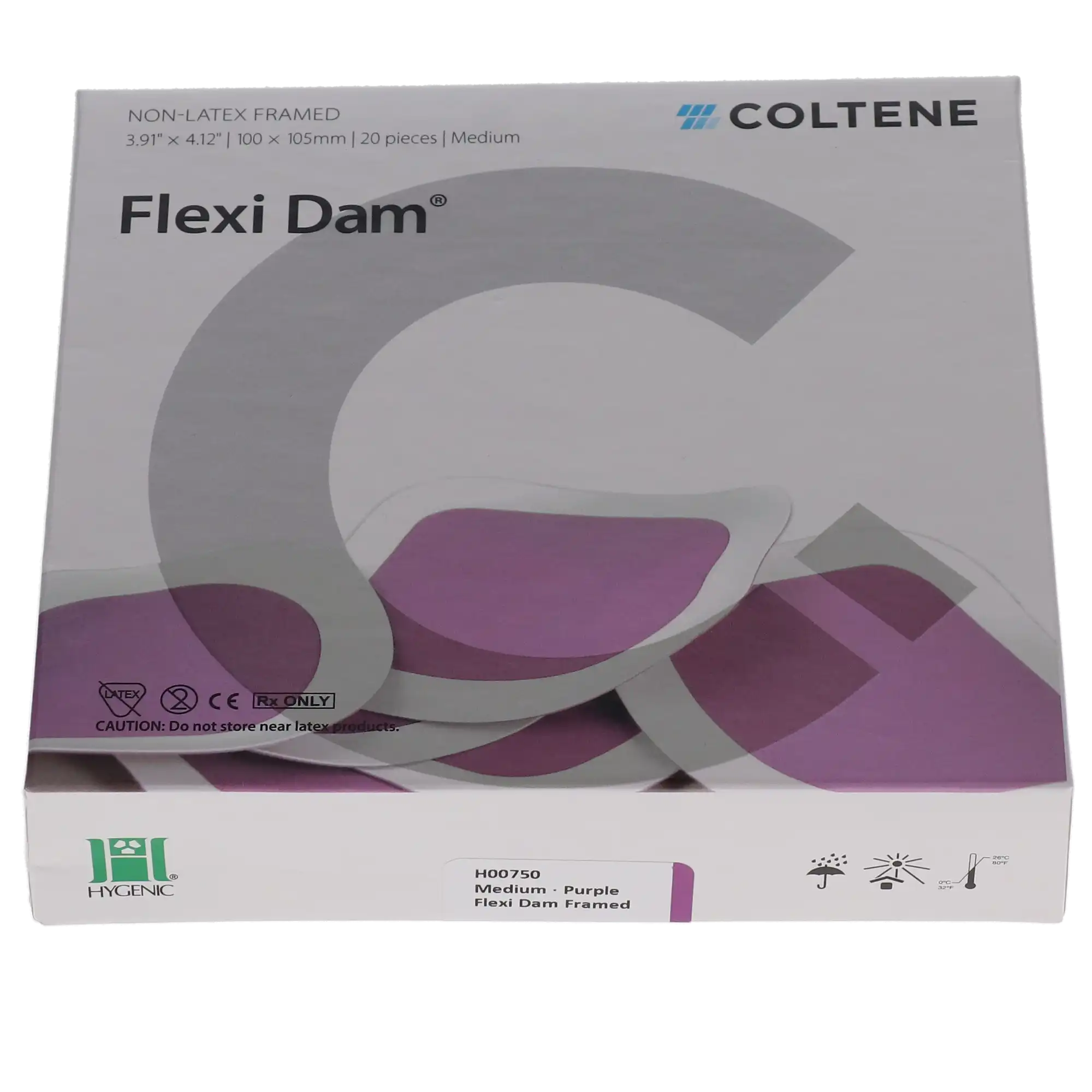 Hygenic Framed Non-Latex Flexi Dam, Medium, Purple, 3.91" x 4.12" (100 x 105 mm), 20/Box, H00750 thumbnail 5