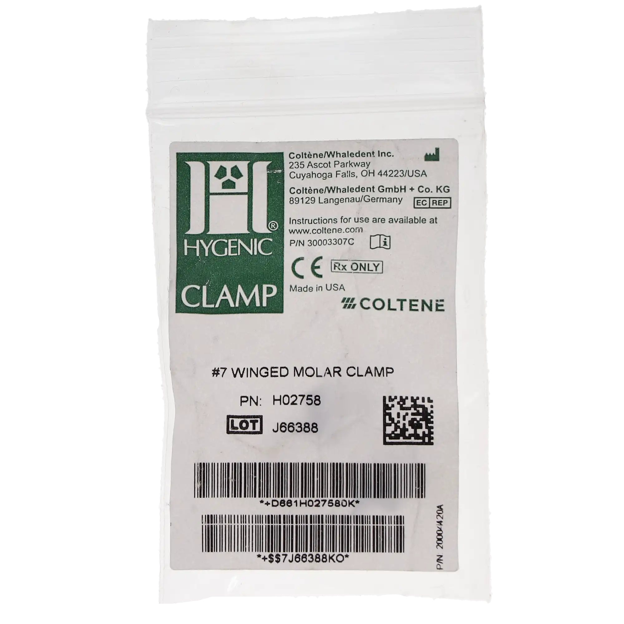 Hygenic Gloss Finish Winged Rubber Dam Clamp #7, Flat Jawed, General Purpose, Lower Molar, 1/Pkg, H02758 thumbnail 7