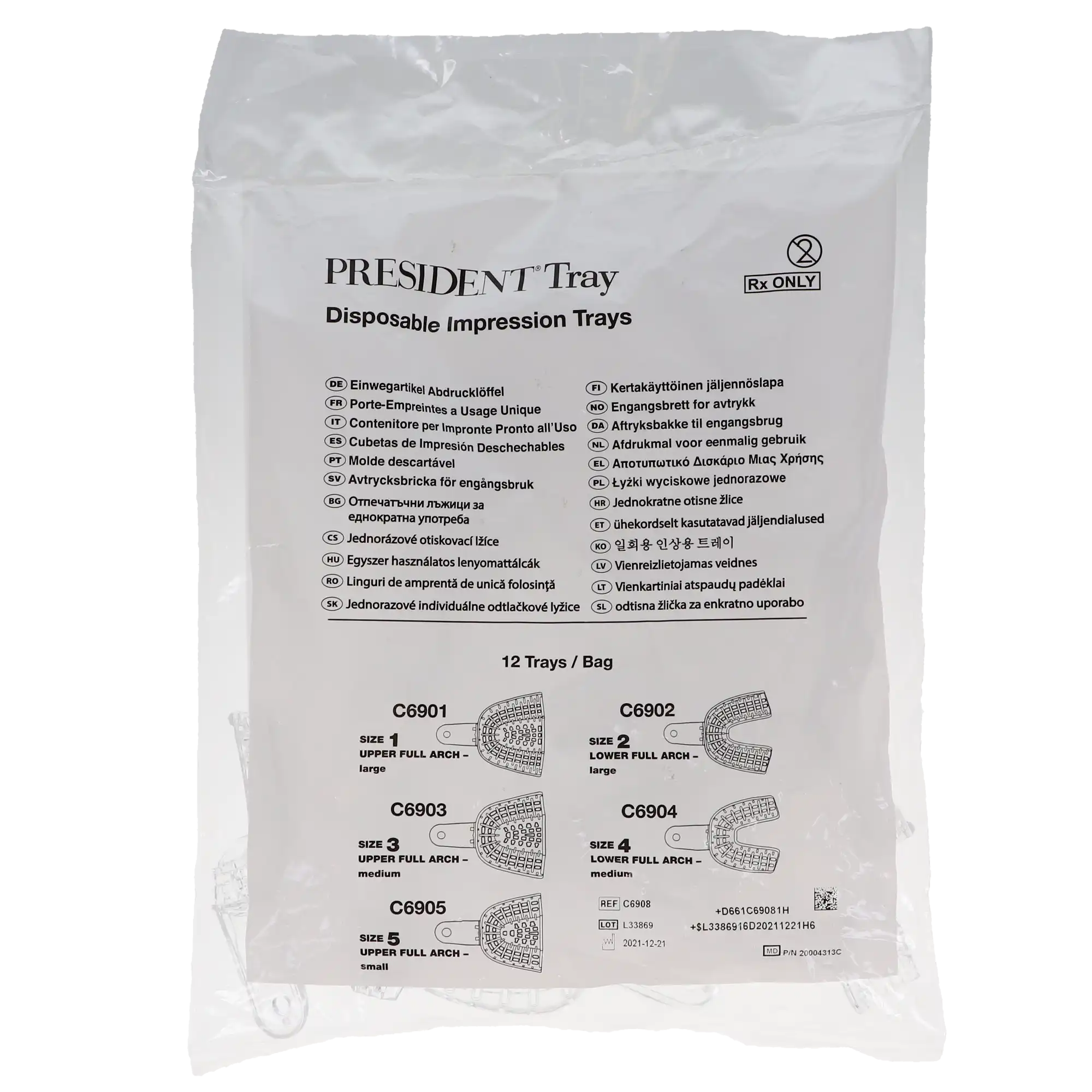 President Disposable Perforated Impression Tray, #8 Upper Right/Lower Left Quadrant, Clear, 12/Pk, C6908 thumbnail 8