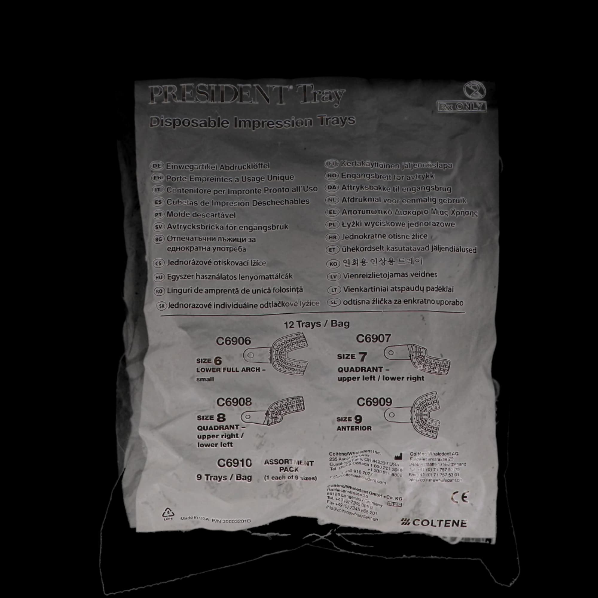 President Disposable Impression Trays, #9 Anterior Universal, Clear, Perforated, 12/Pkg, C6909 thumbnail 8