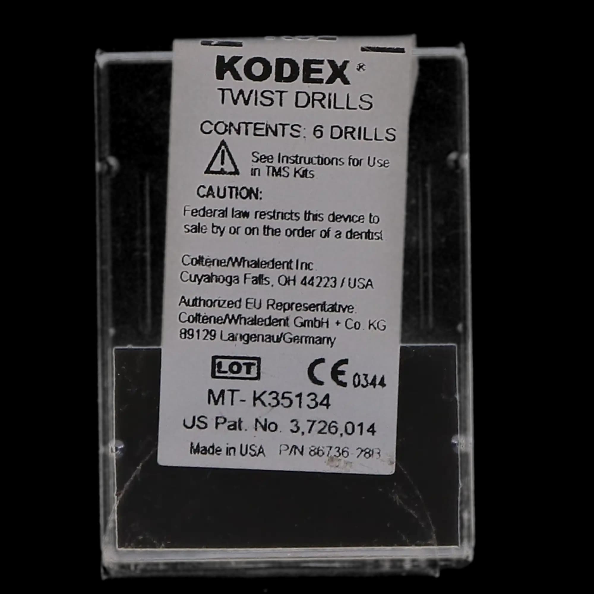 Coltene TMS Kodex Drill K92, Minim, Depth-Limiting, Silver, 0.021" x 0.079" (0.525 mm x 2 mm), 6/Pk thumbnail 7