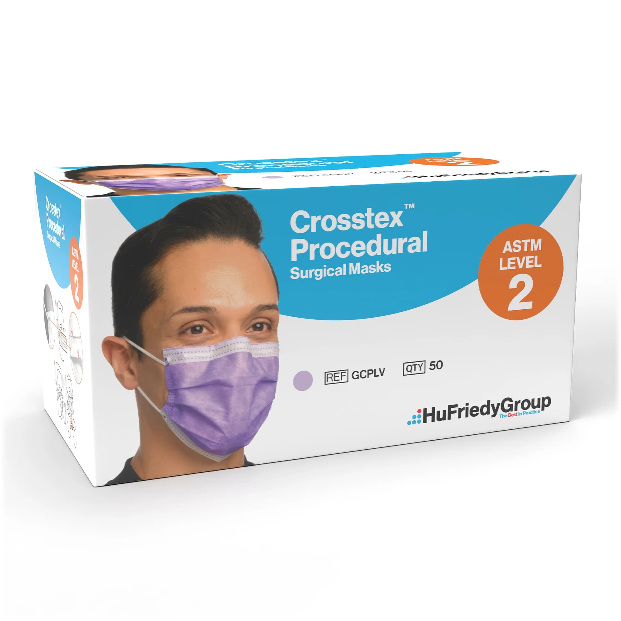 Crosstex Procedural Earloop Face Mask, ASTM Level 2, Lavender, 50/Box, GCPLV thumbnail 13