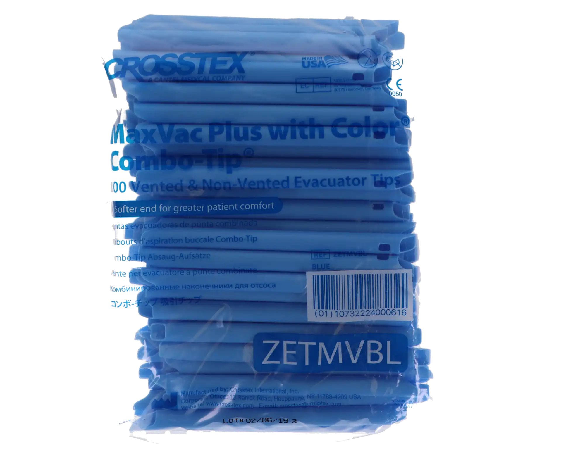 MaxVac Plus Combo Tip High Volume Evacuator, Vented/Non-Vented, Blue, 100/Pk, ZETMVBL thumbnail 5