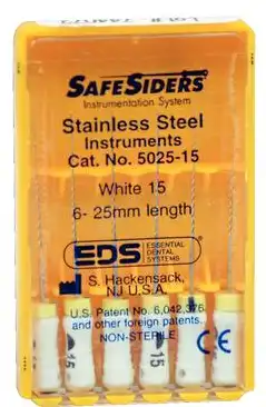 SafeSiders Endodontic Hand Reamers, #15, 25mm, .02 Taper, Stainless Steel, White, 6/Pk, 5025-15 thumbnail 7