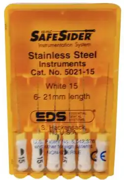 SafeSiders Endodontic Hand Reamers, #15, 21 mm, 0.02 Taper, White, Stainless Steel, 6/Pkg, 5021-15 thumbnail 7