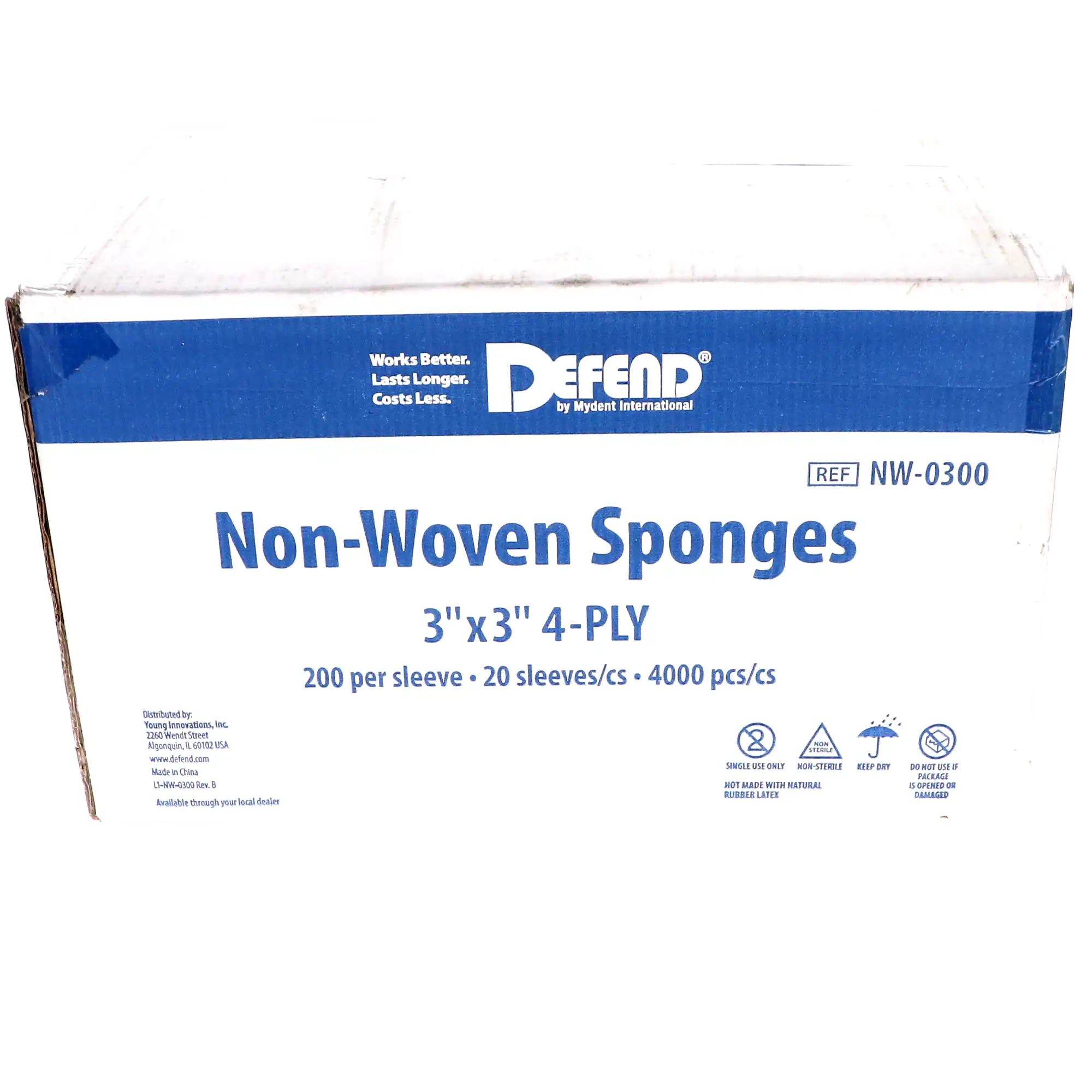 Defend Non-Woven Sponges, 3" x 3", 4-Ply, Non-Sterile, 4000/Case, NW0300 thumbnail 4