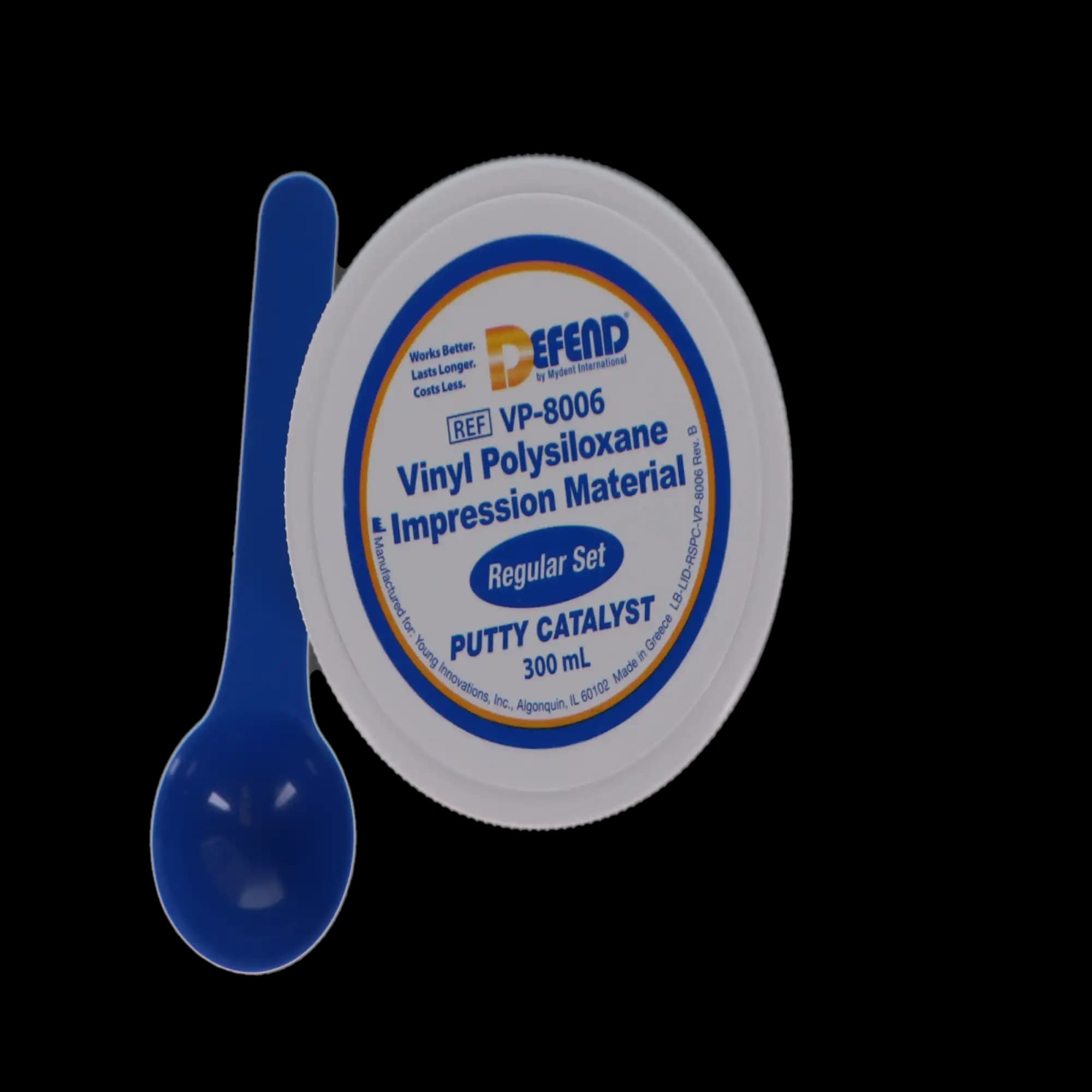 Defend Super Hydrophilic Vinyl Polysiloxane Putty Kit, Regular Set, 2 x 300 mL Jars (Base & Catalyst), VP8006 - Defend Super Hydrophilic Vinyl Polysiloxane Putty Kit Regular Set Box of 2 - Image 1