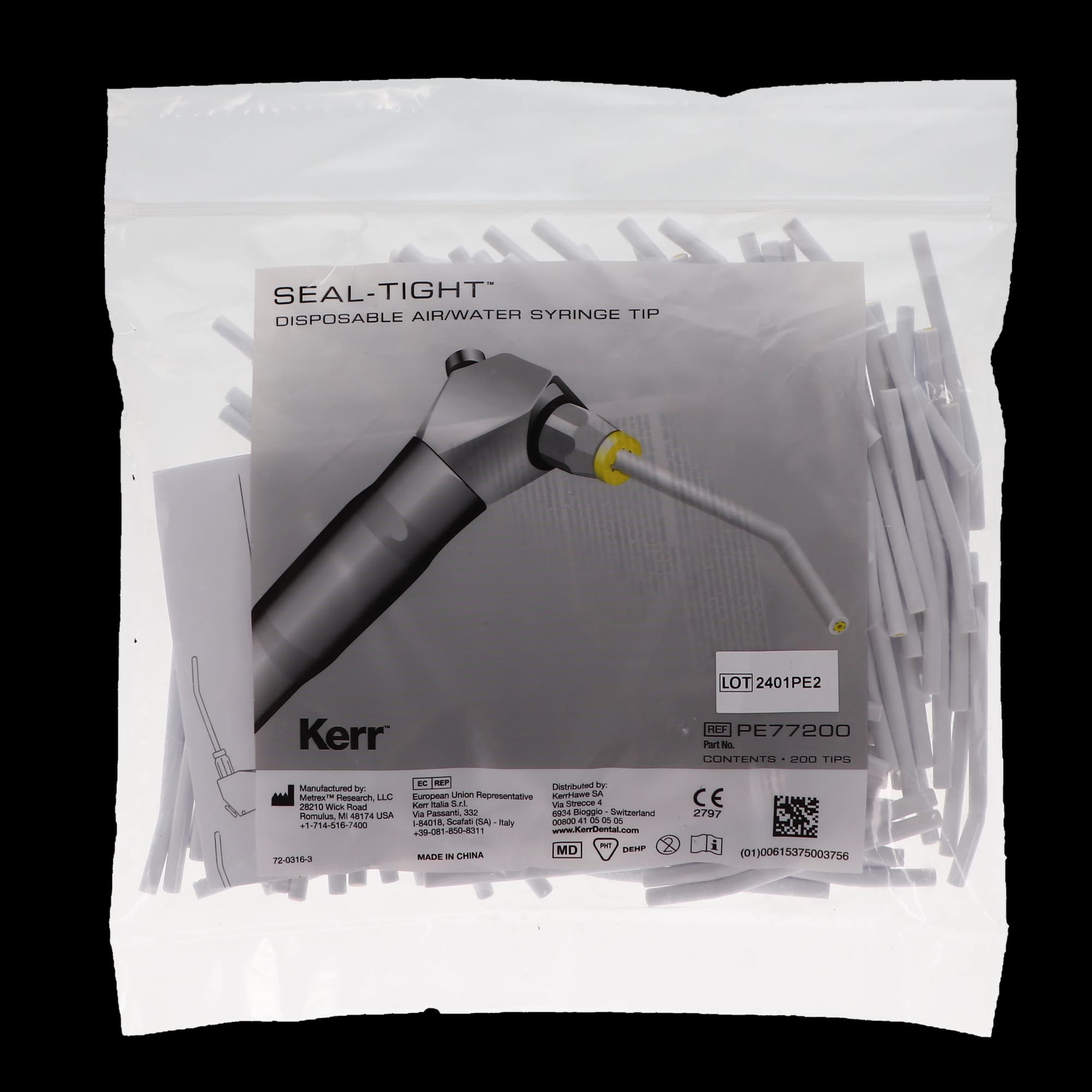 Seal-Tight Disposable Air/Water Syringe Tips, White, Dispenser Pouch, 200/Pk, PE77200 thumbnail 4