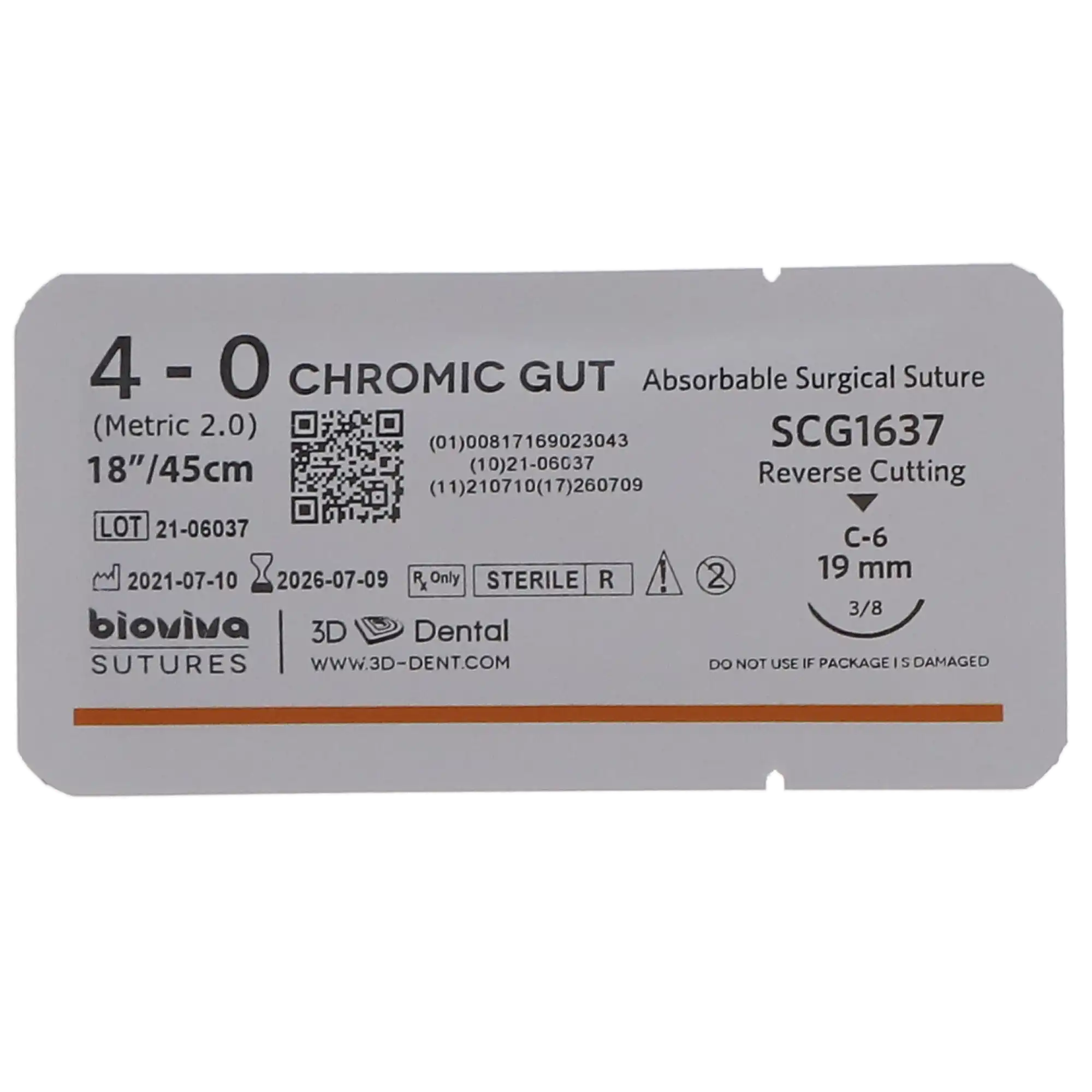 Chromic Gut Suture, C-6 Needle, 4-0, 18", 12/Pk, SU785 thumbnail 2