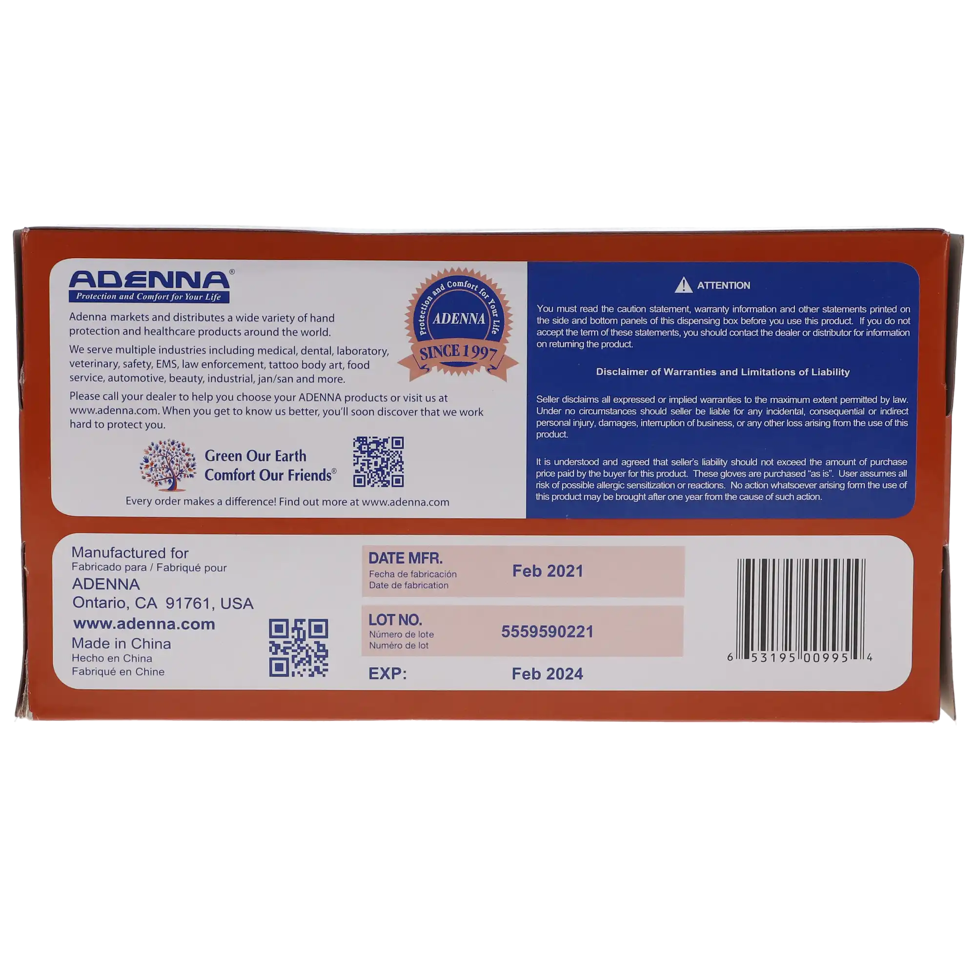 Adenna Vitex Vinyl Exam Gloves, Powder-Free, Medium, 100/Box, VTX995 thumbnail 2