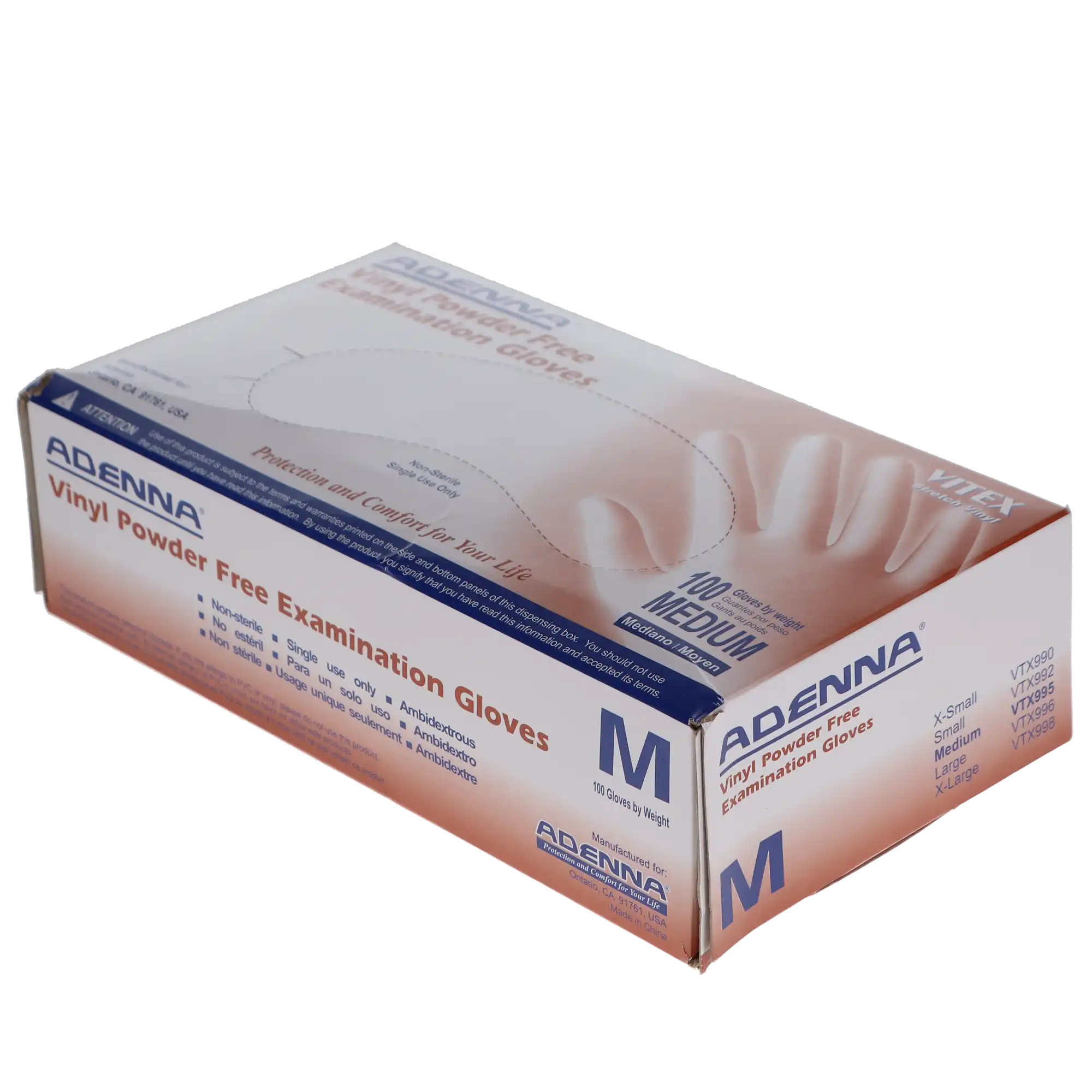 Adenna Vitex Vinyl Exam Gloves, Powder-Free, Medium, 100/Box, VTX995 thumbnail 3