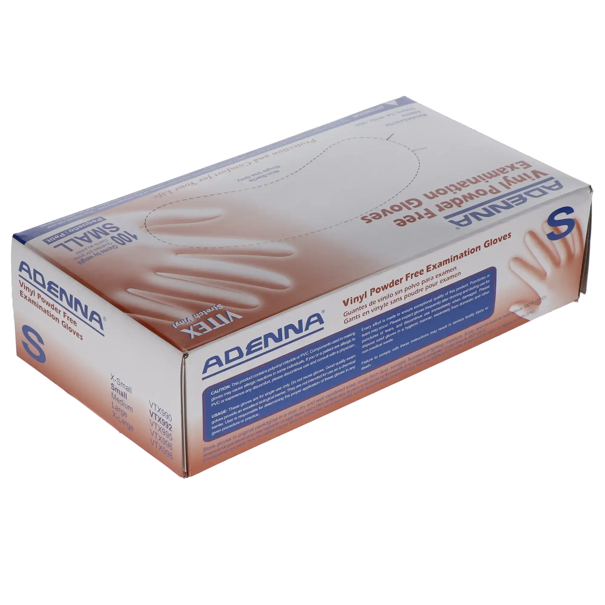 Adenna Vitex Vinyl Exam Gloves, Powder-Free, Non-Sterile, Small, Cream, 100/Box, VTX992 thumbnail 2