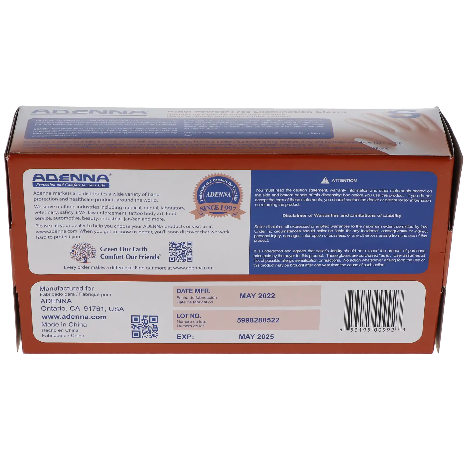 Adenna Vitex Vinyl Exam Gloves, Powder-Free, Non-Sterile, Small, Cream, 100/Box, VTX992 thumbnail 3
