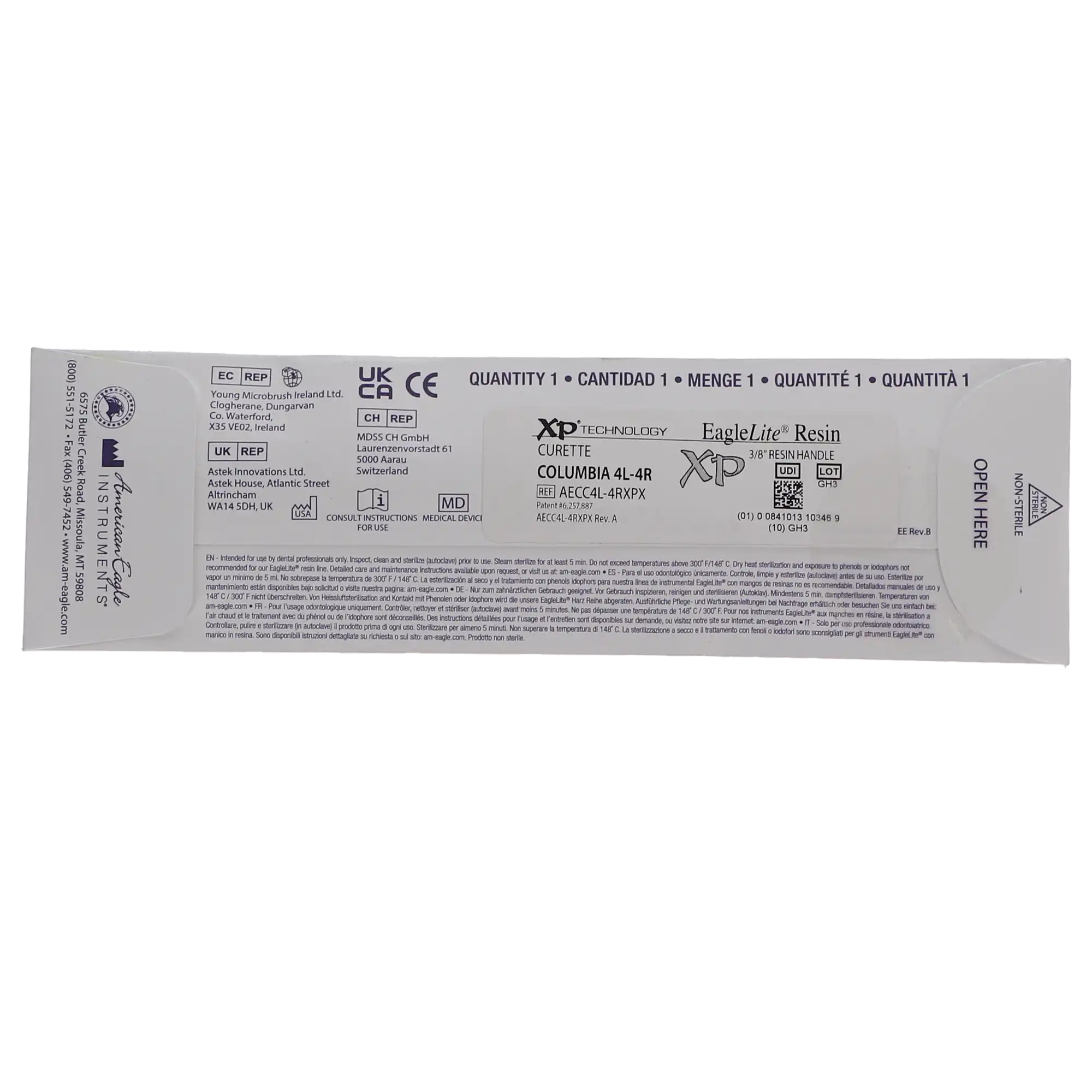American Eagle Instruments Columbia 4L/4R XP Sharpen-Free Universal Curette, Double-Ended, EagleLite Resin Handle, Red, 3/8" (9.5mm), 1/Pk, AECC4L-4RXPX thumbnail 10