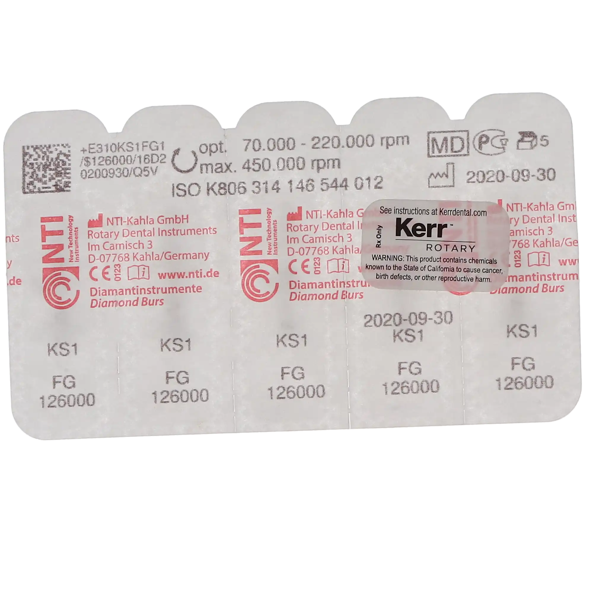 NTI Diamond Bur, FG, Cylinder Round End, #KS1, 1.2 mm, Super Coarse, Black, 5/Pk, KS1-012 thumbnail 5