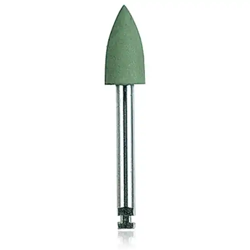 NTI Silicone Polisher, Green, Flame Shape, RA (Right Angle) Shank, #50 (P0132-047), 10/Pk thumbnail 3