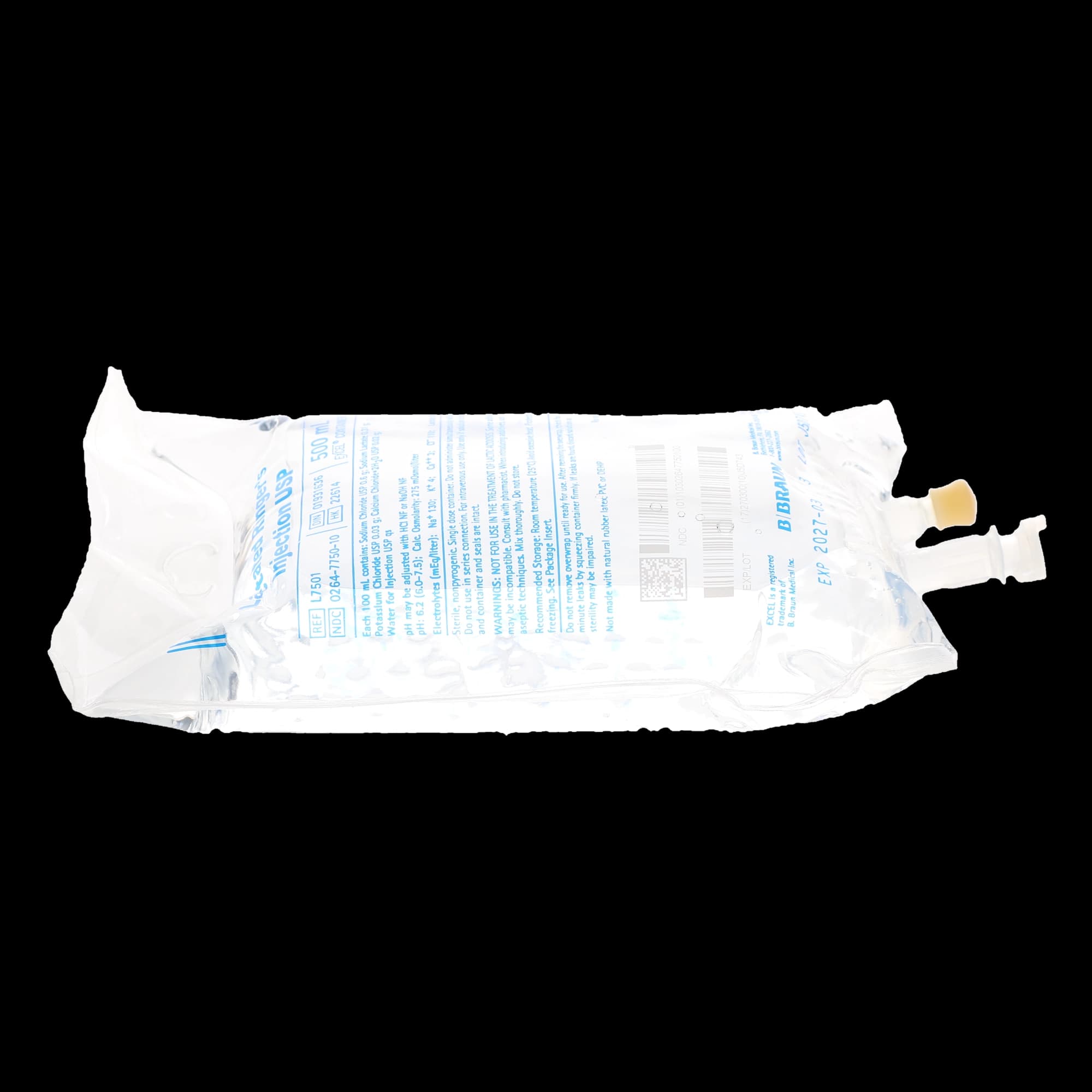 B. Braun Lactated Ringer's Injection USP, 500 mL Plastic Bag, L7501 thumbnail 2