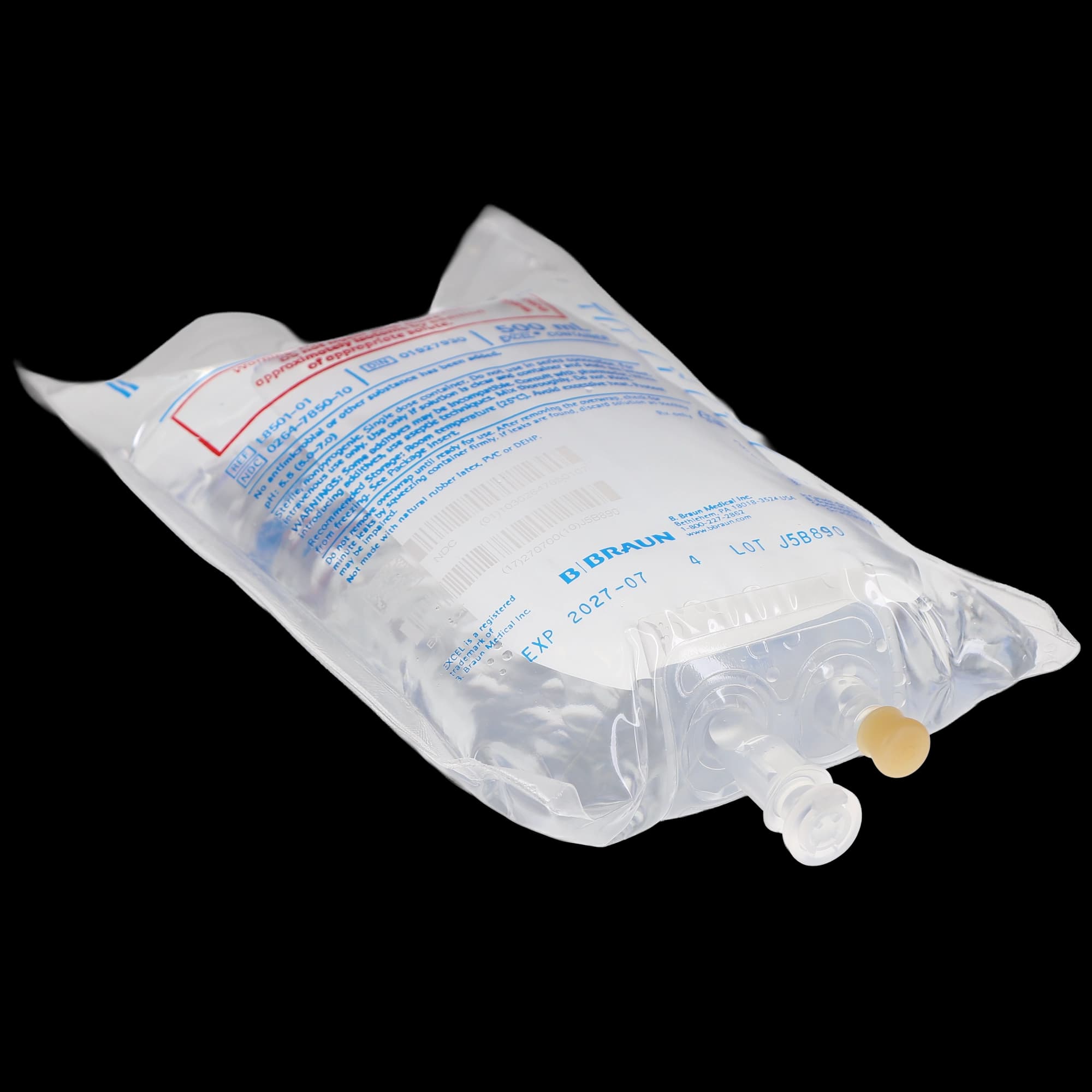 B. Braun Sterile Water for Injection USP, 500 mL Flexible Plastic IV Bag, L8501-01 thumbnail 4